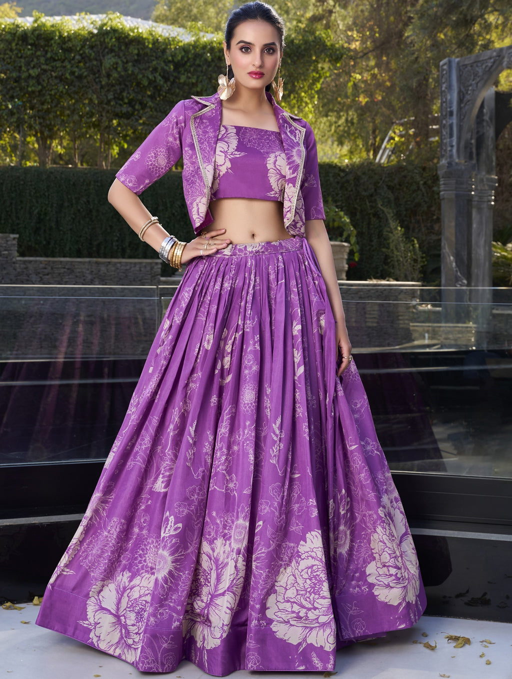 Tussar Silk Floral Printed Lehenga For Women