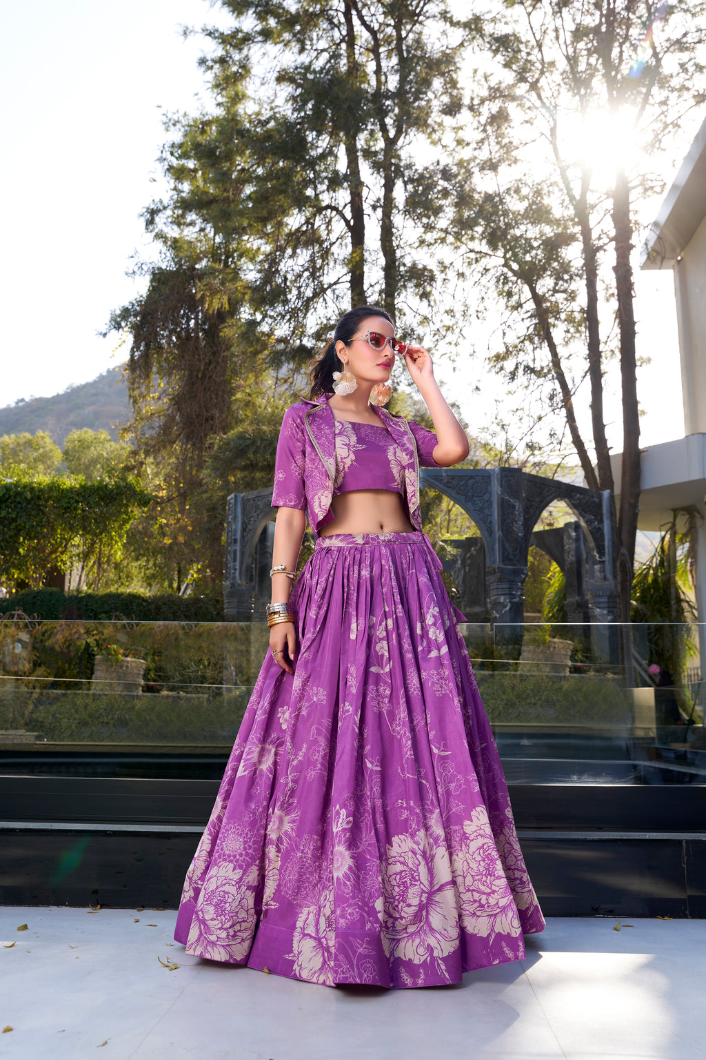 Tussar Silk Floral Printed Lehenga For Women
