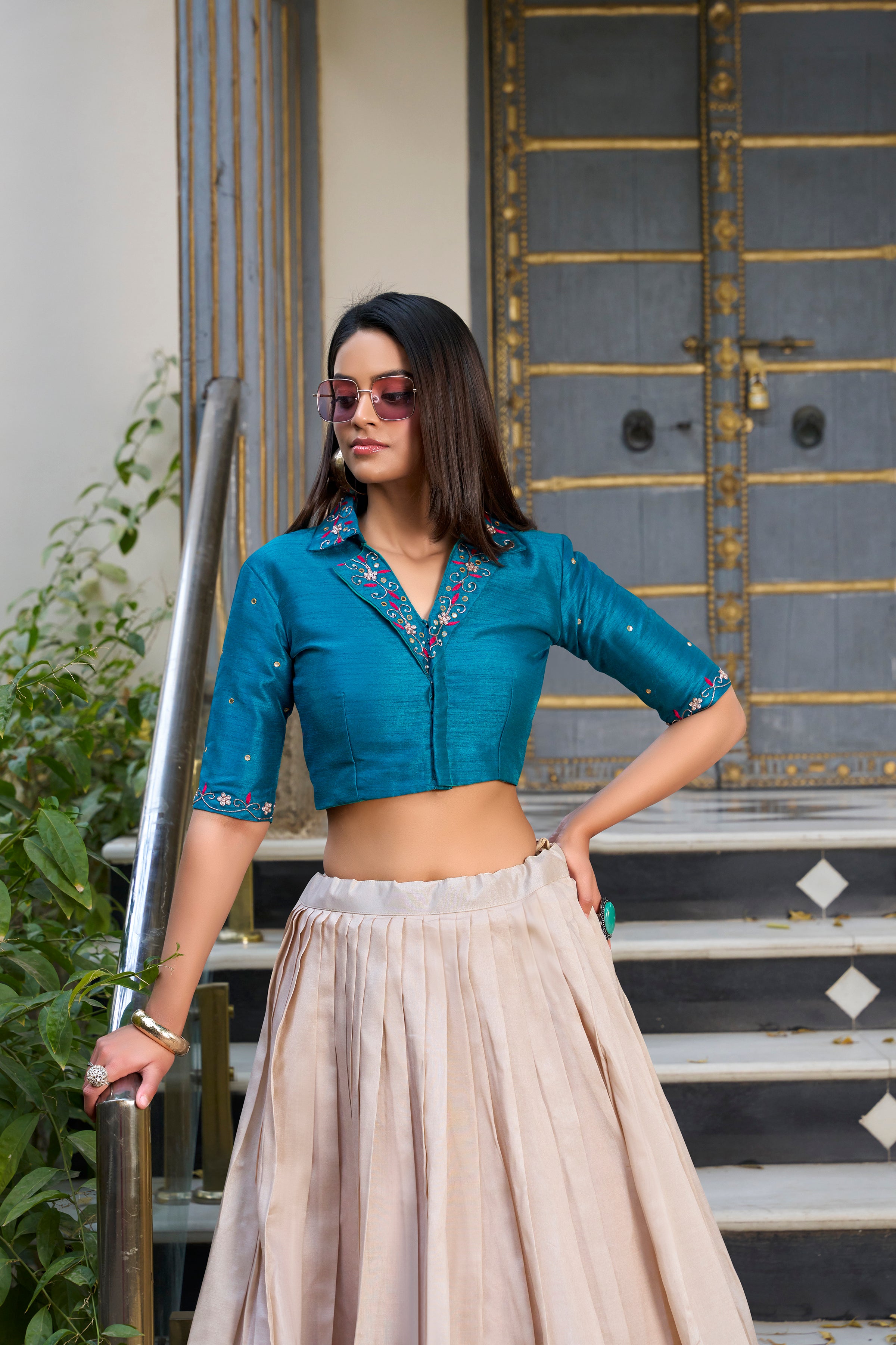 Tussar Silk Floral Printed Lehenga