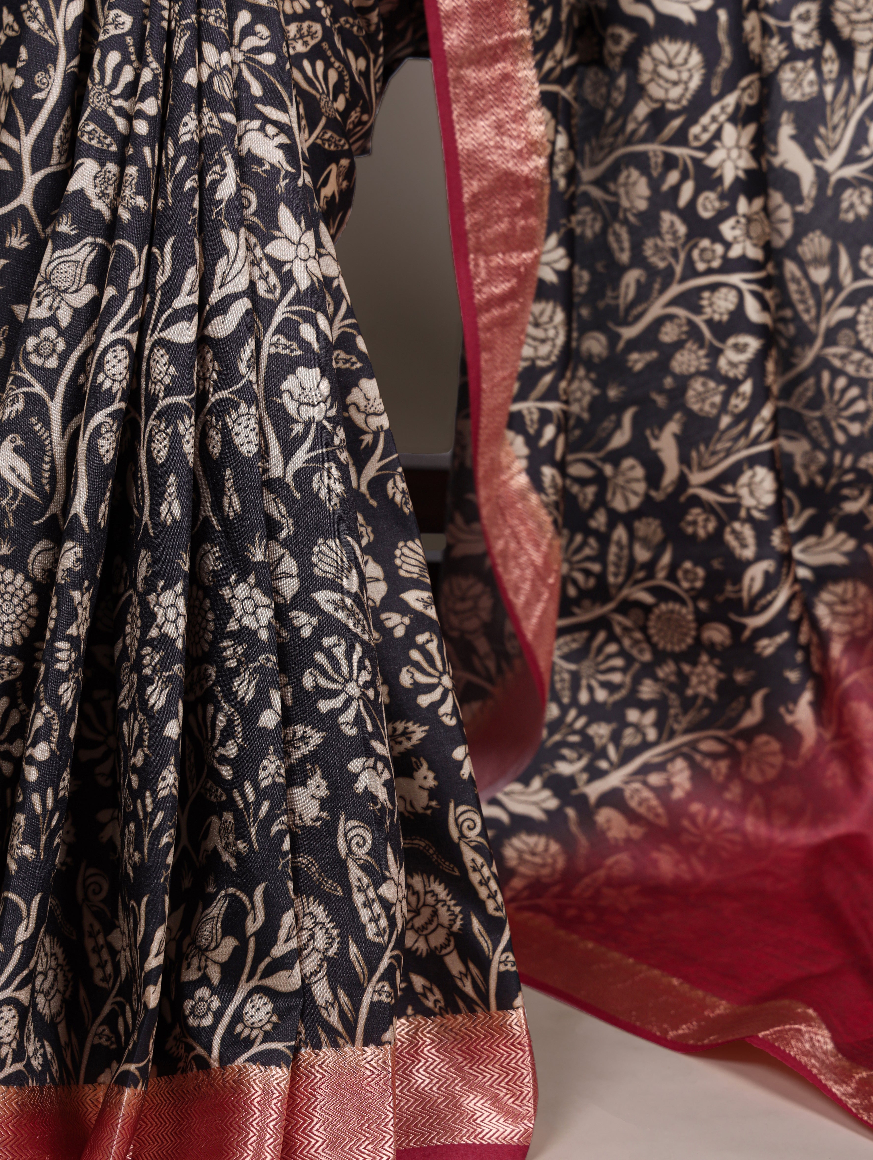 Tussar Silk Printed Saree For Women