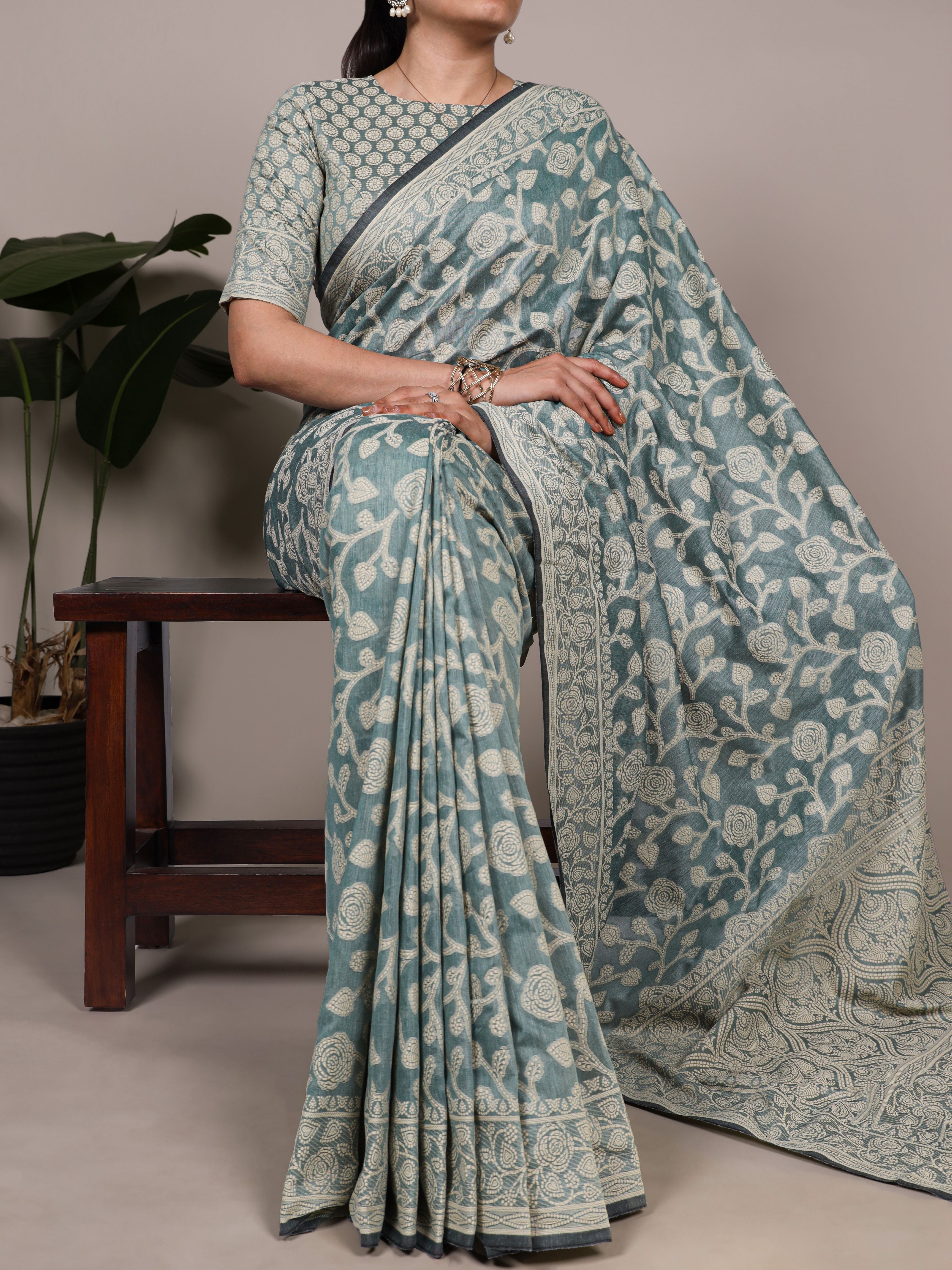 Cotton Silk Floral Printed Saree