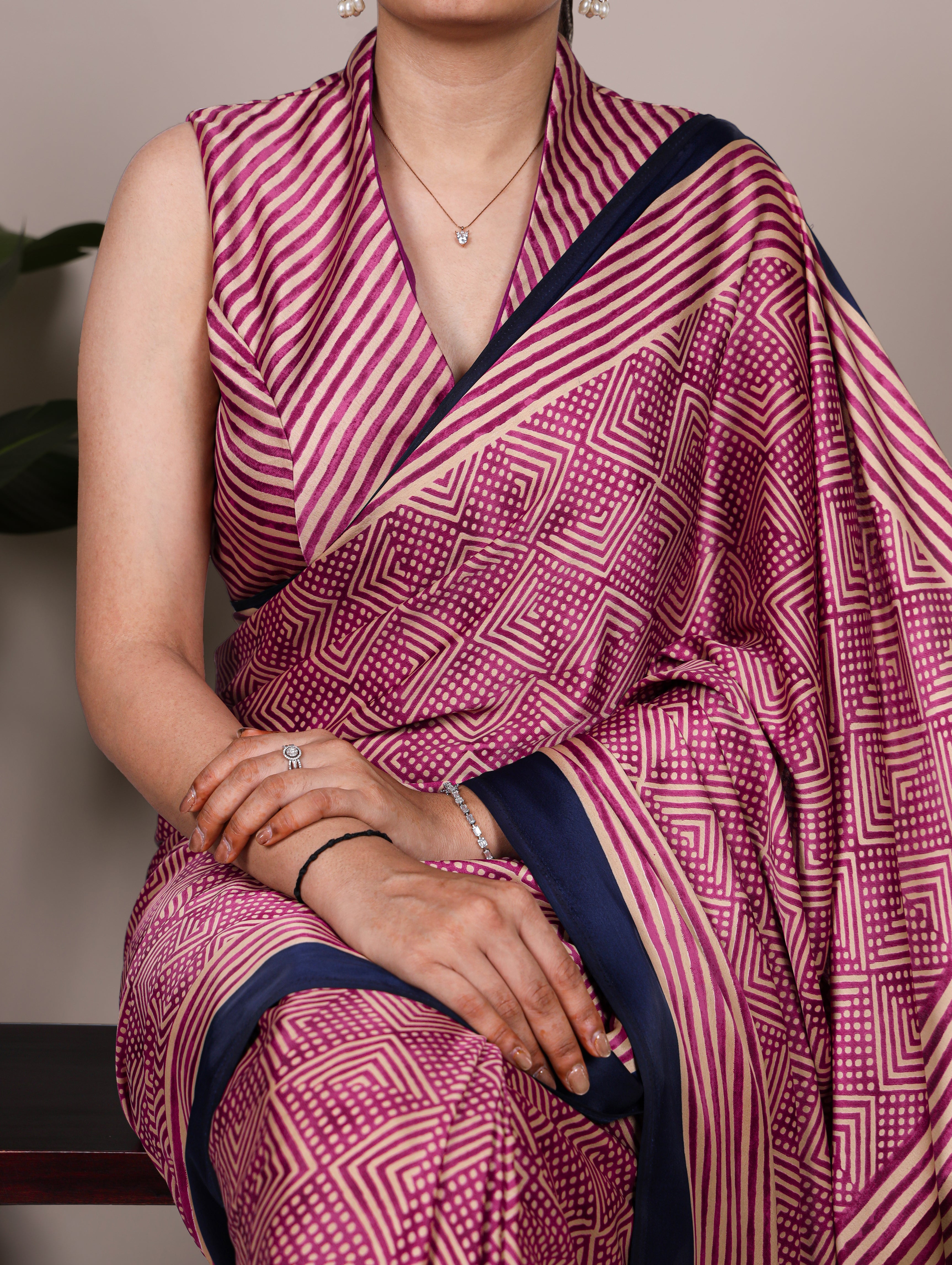 Dull Satin Printed Saree