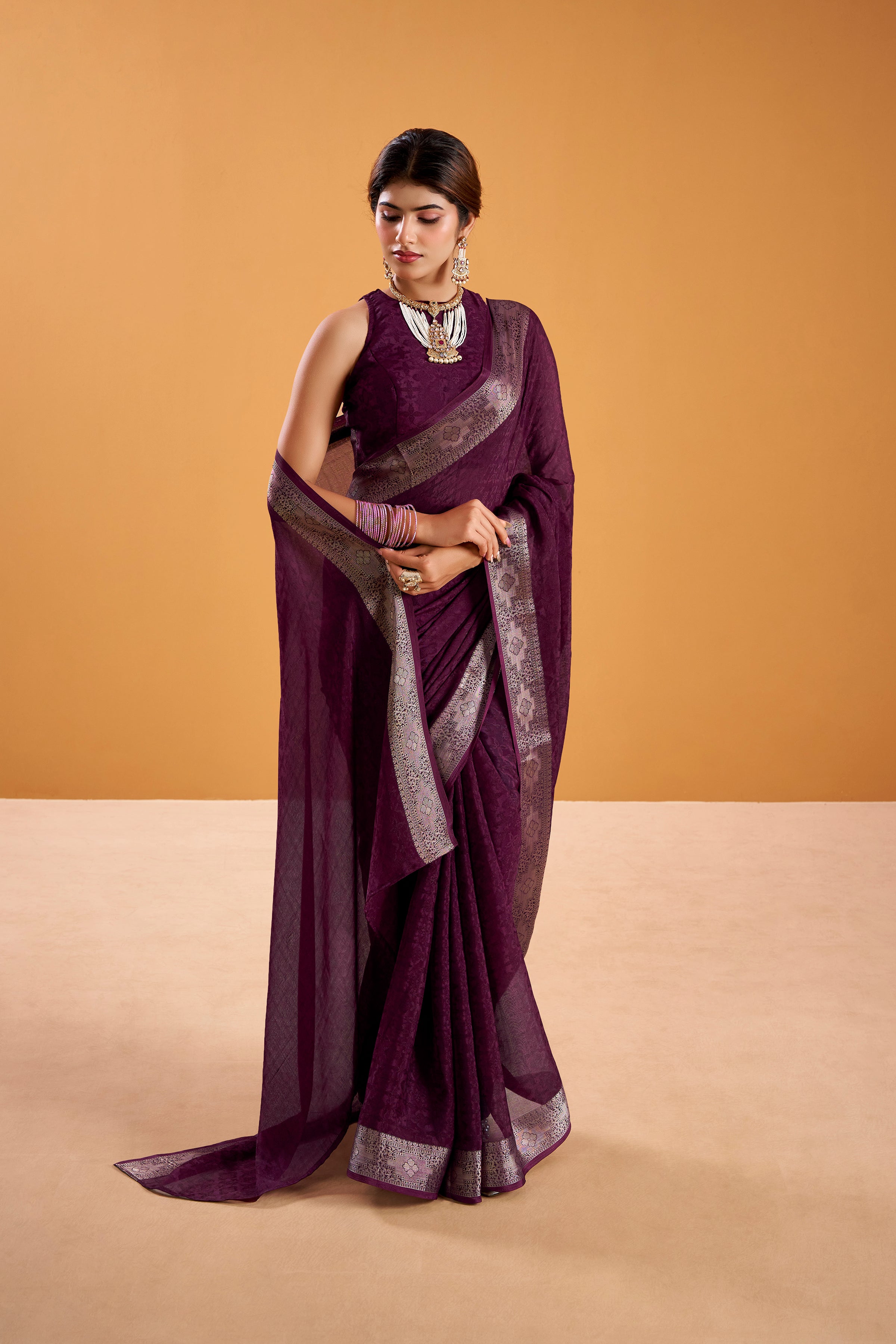 Shimmer Zari Weaving Saree