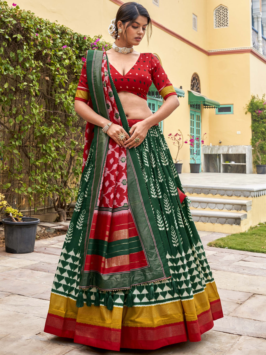 Tussar Silk Floral Printed Lehenga For Women