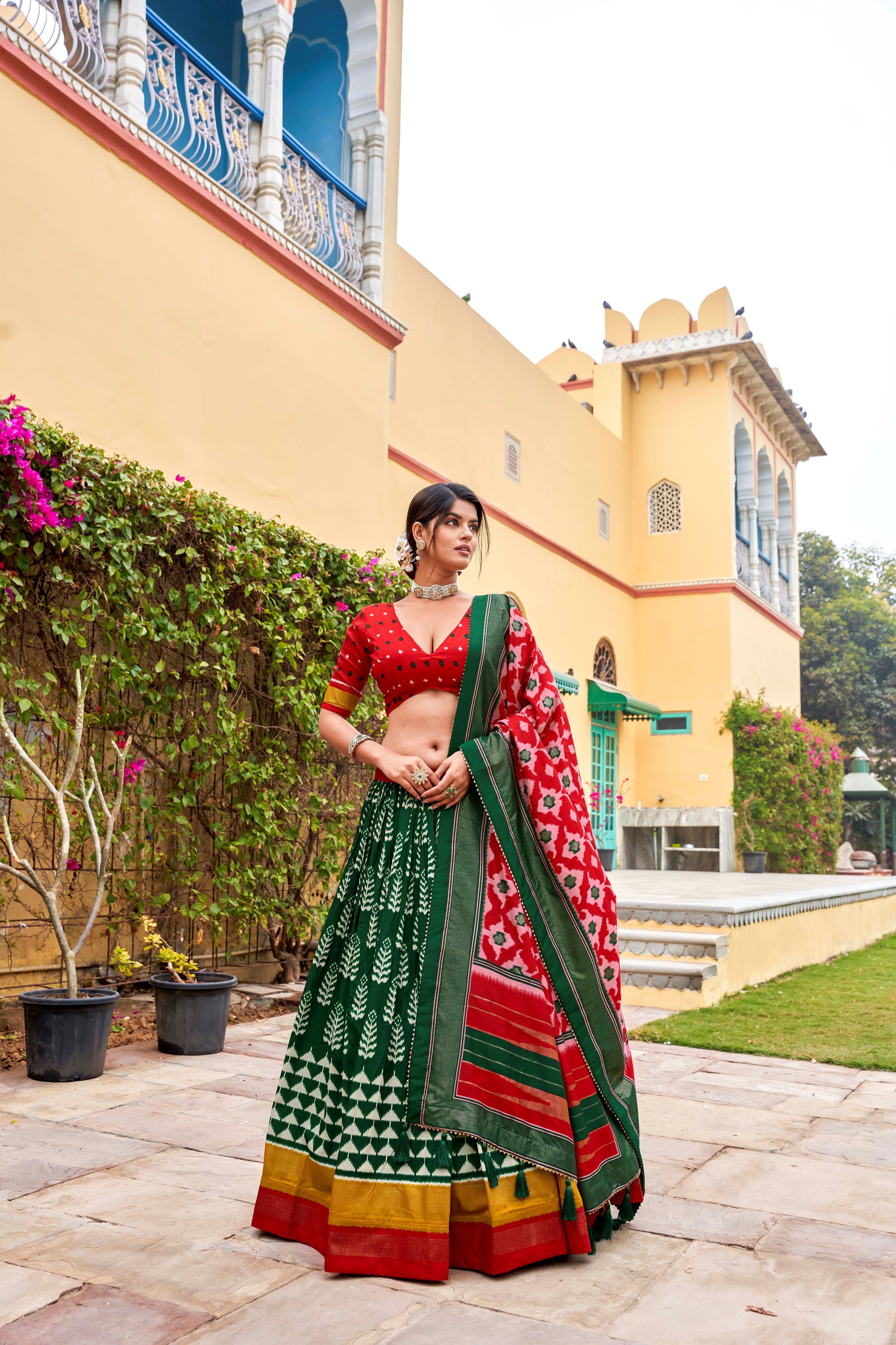 Tussar Silk Floral Printed Lehenga For Women