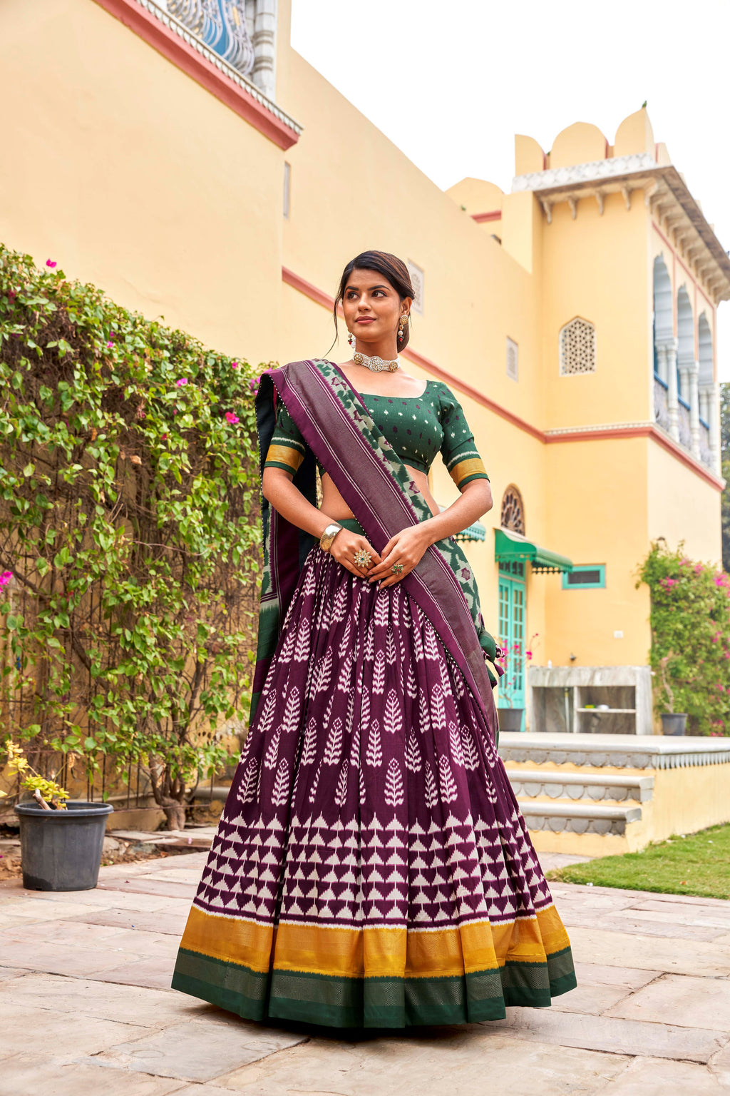 Tussar Silk Floral Printed Lehenga For Women