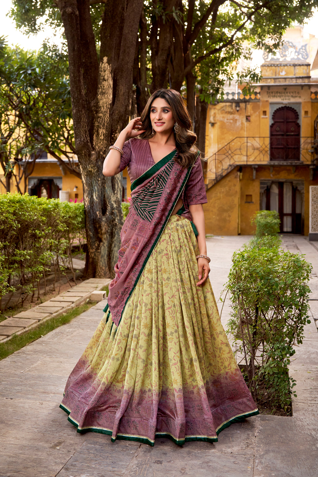 Vichitra Silk Printed Lehenga With Dupatta