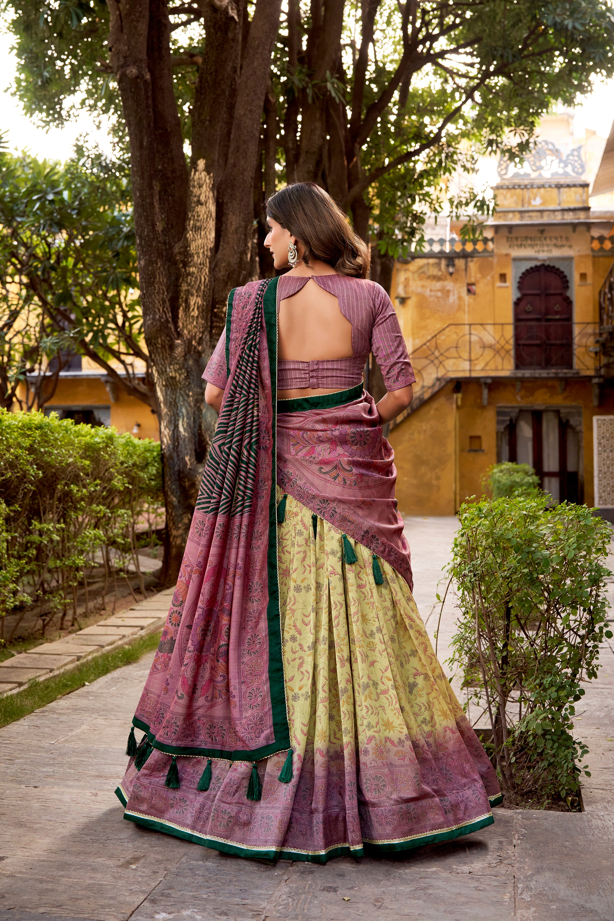 Vichitra Silk Printed Lehenga With Dupatta