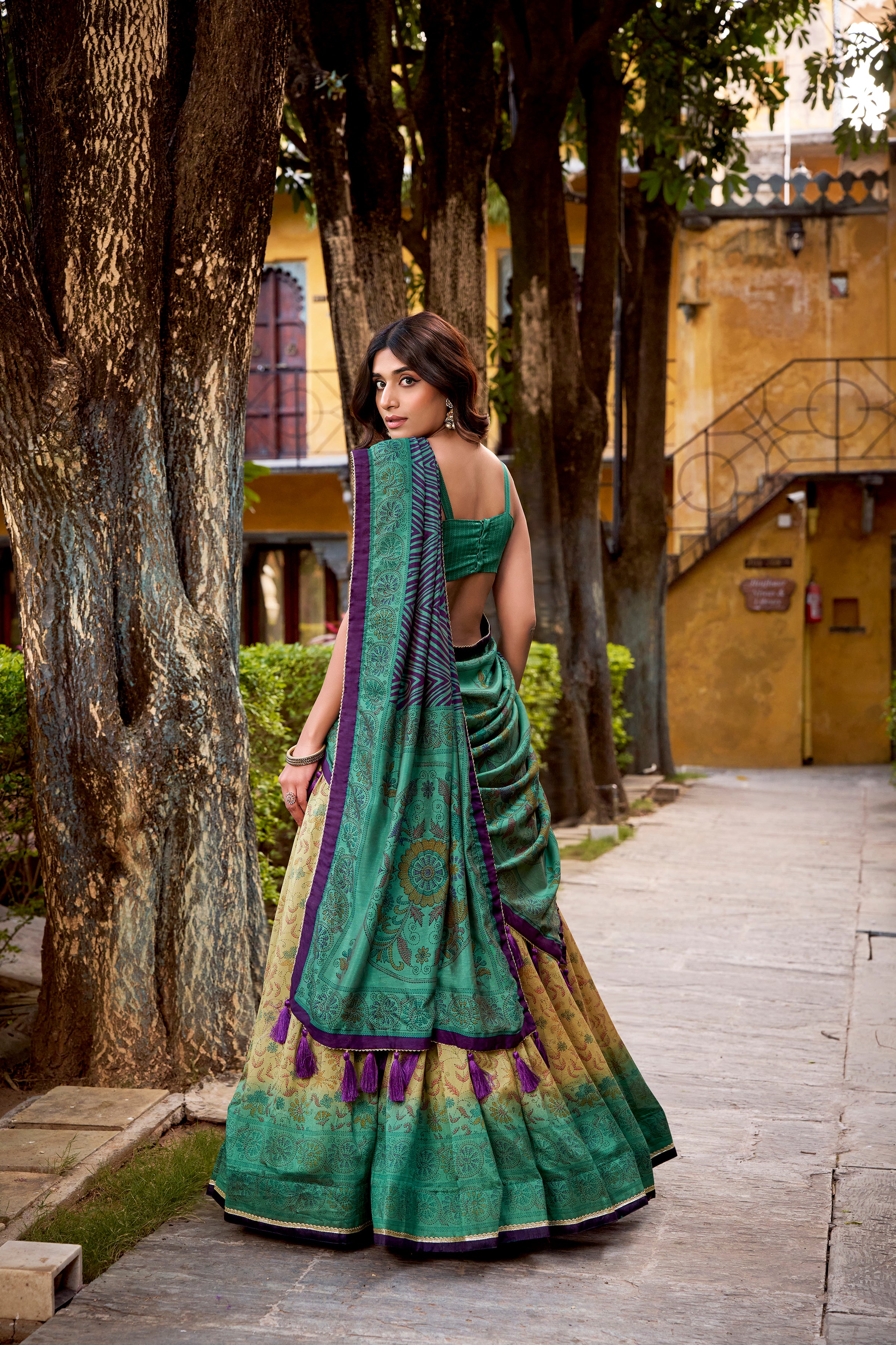 Vichitra Silk Printed Lehenga With Dupatta