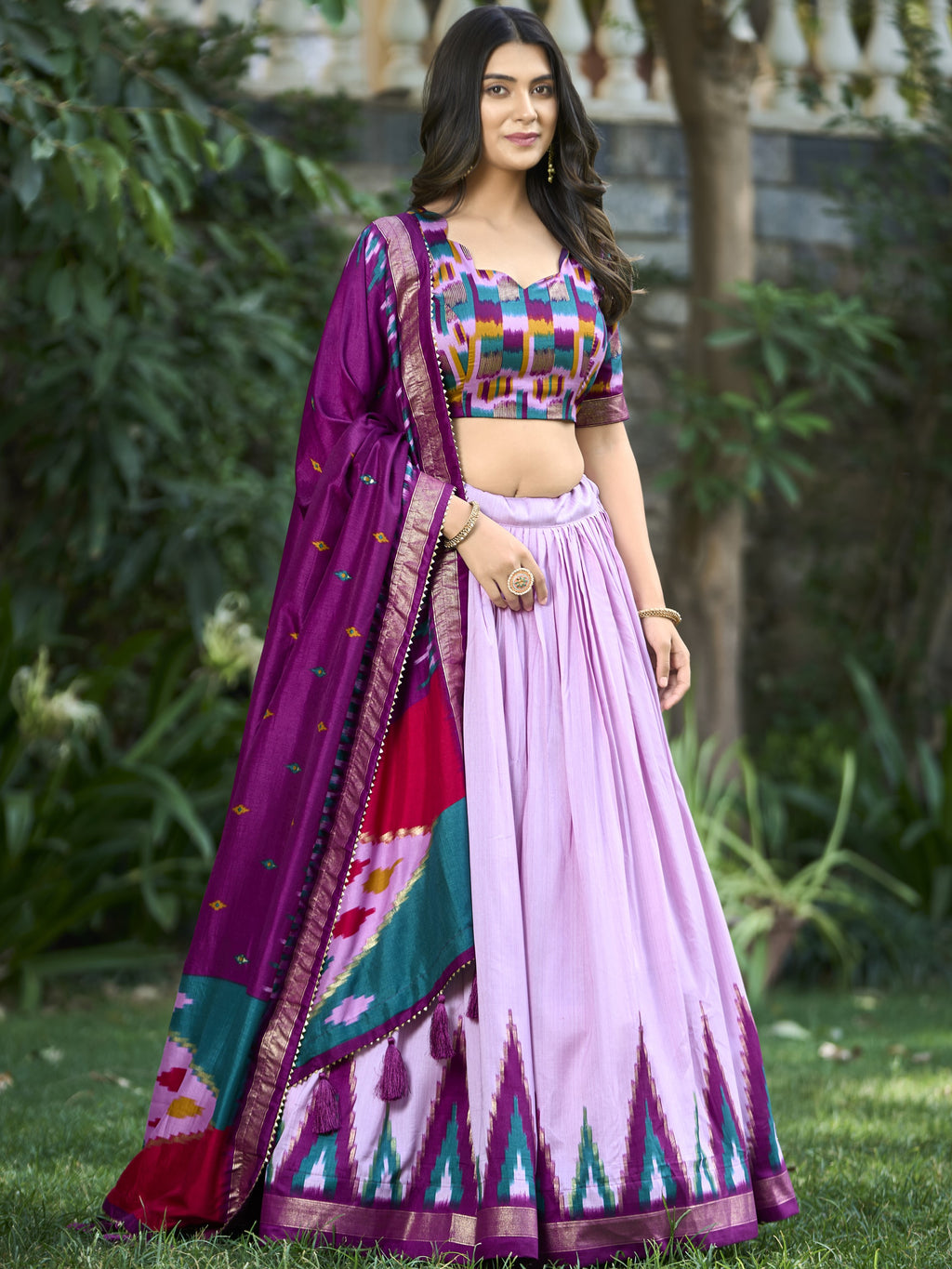 Tussar Silk Printed Lehenga For Women