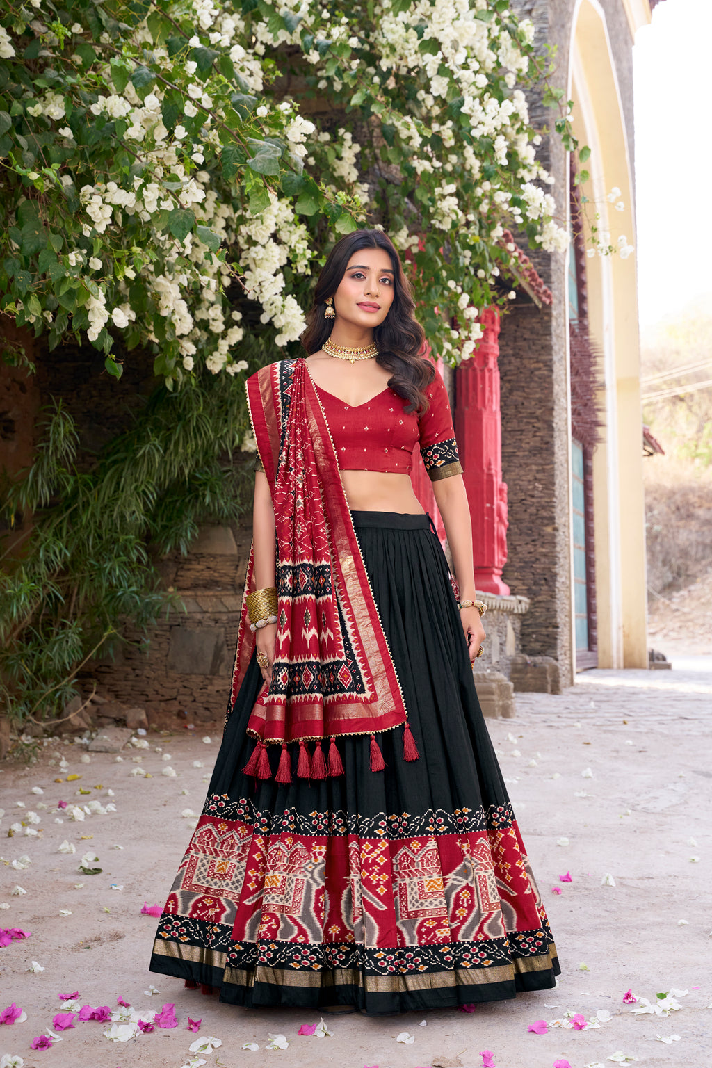 Tussar Silk Patola Printed Lehenga For Women