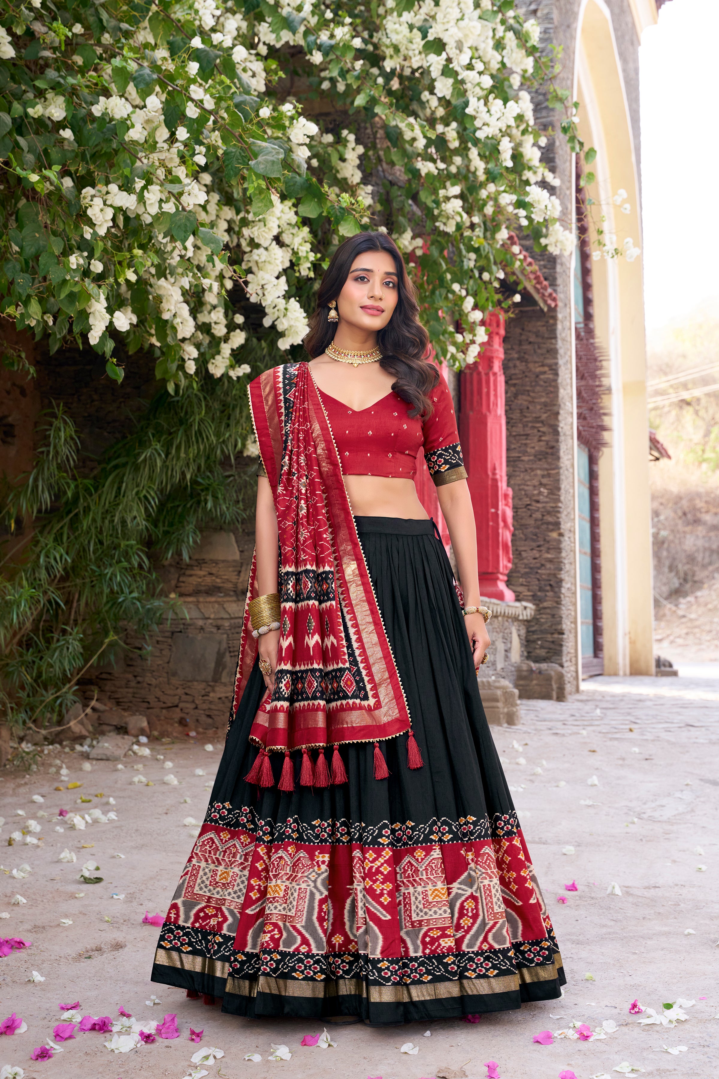 Tussar Silk Patola Printed Lehenga For Women