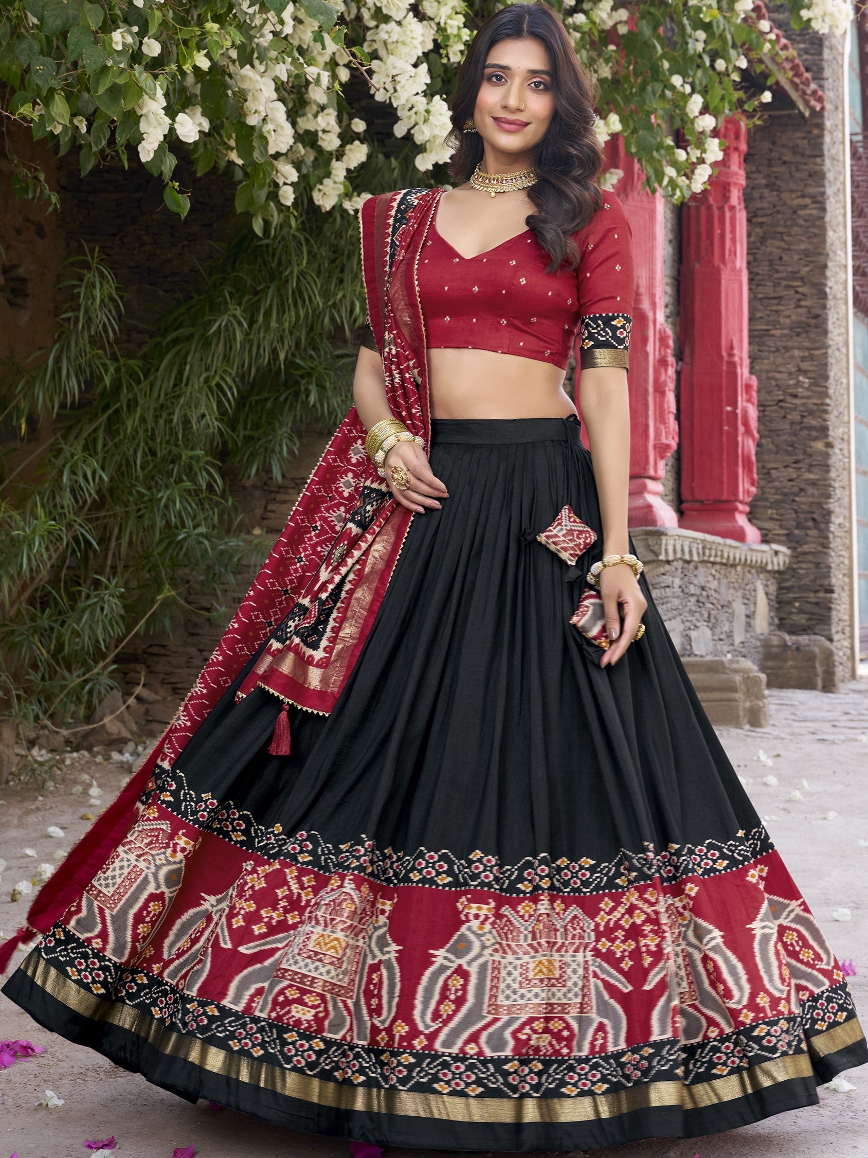 Tussar Silk Patola Printed Lehenga For Women