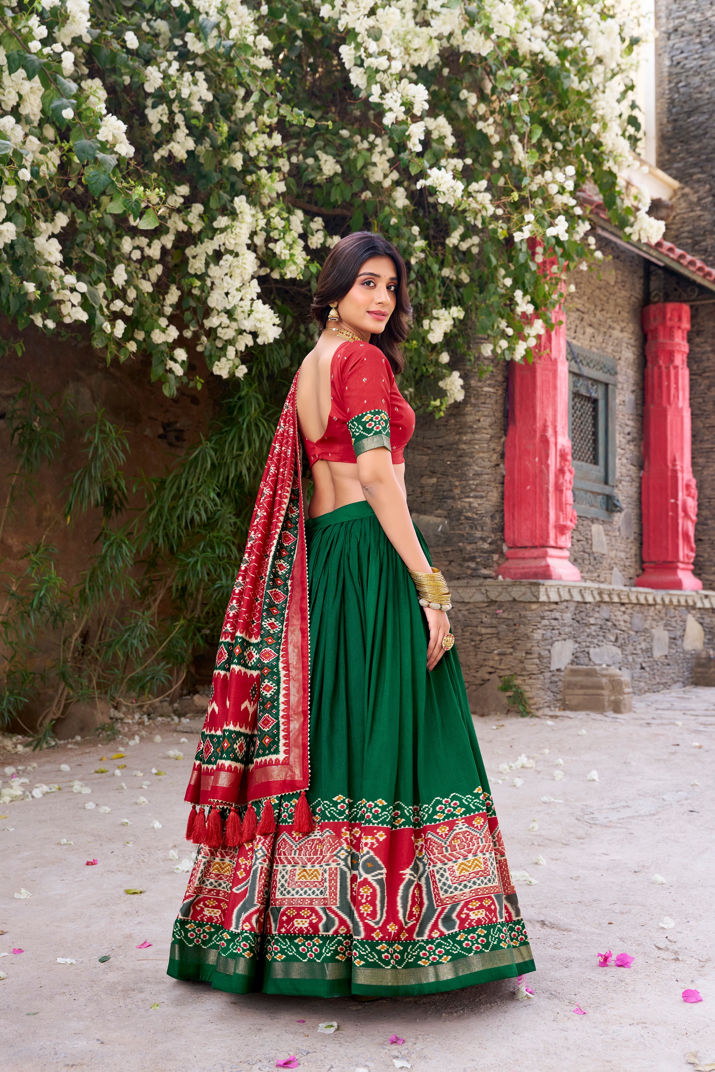 Tussar Silk Patola Printed Lehenga For Women