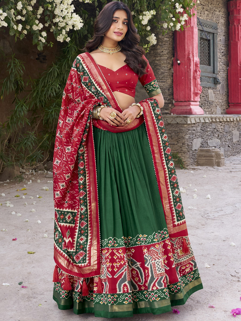 Tussar Silk Patola Printed Lehenga For Women