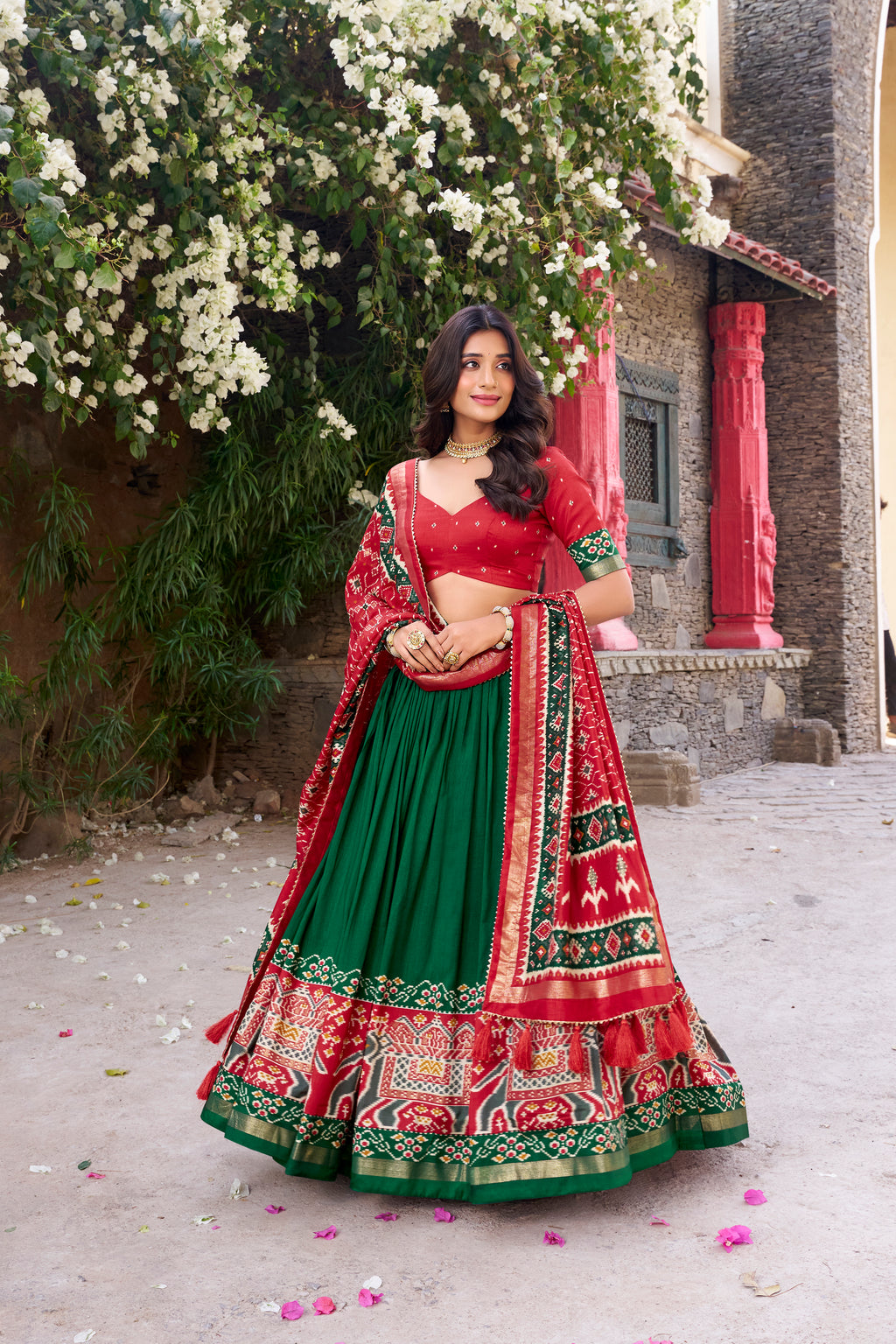 Tussar Silk Patola Printed Lehenga For Women