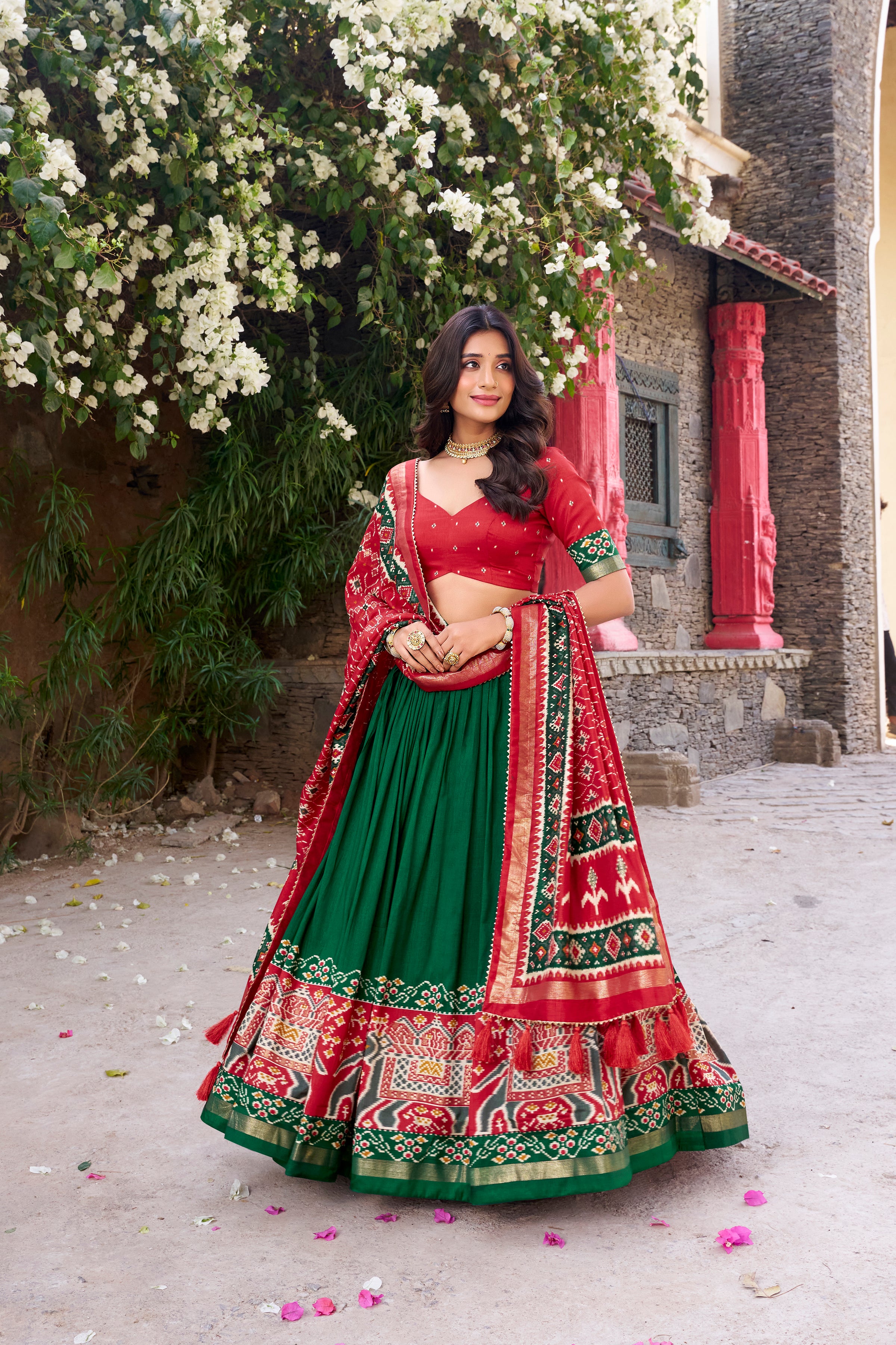 Tussar Silk Patola Printed Lehenga For Women