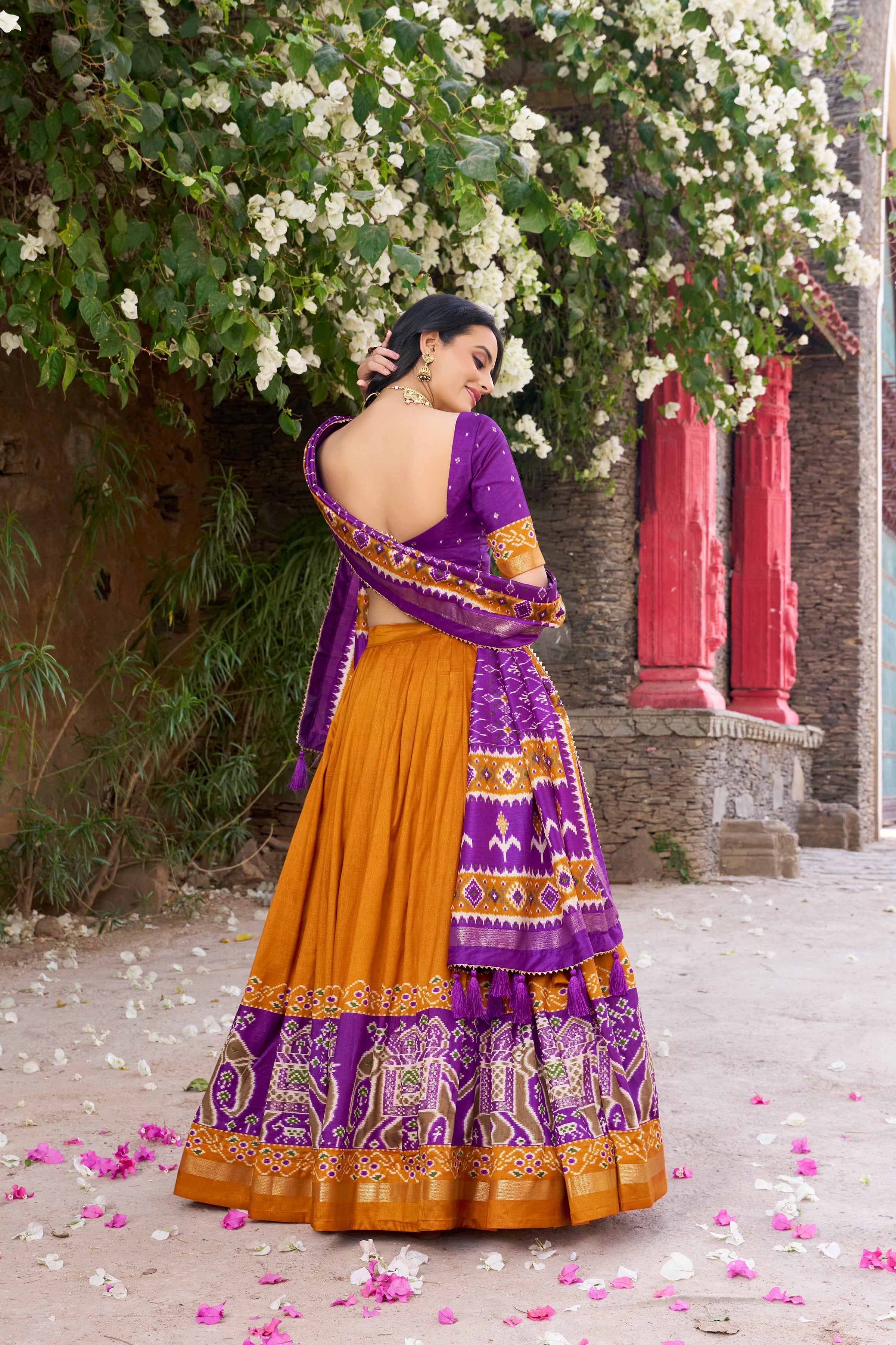 Tussar Silk Patola Printed Lehenga For Women