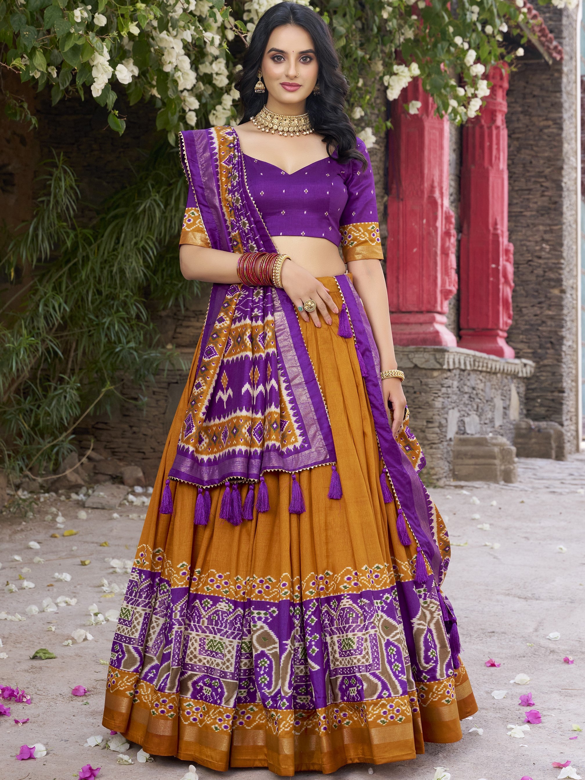 Tussar Silk Patola Printed Lehenga For Women