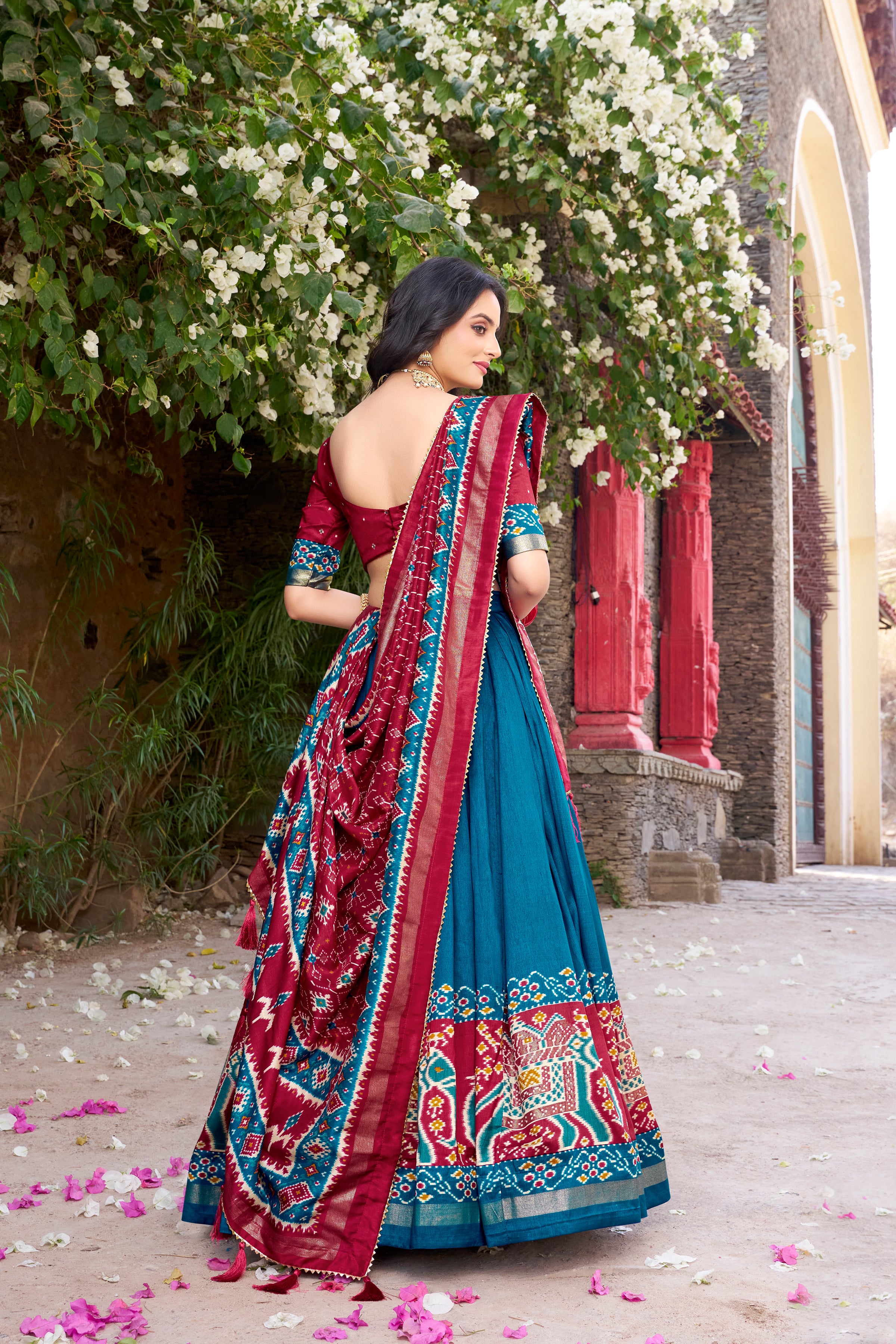 Tussar Silk Patola Printed Lehenga For Women