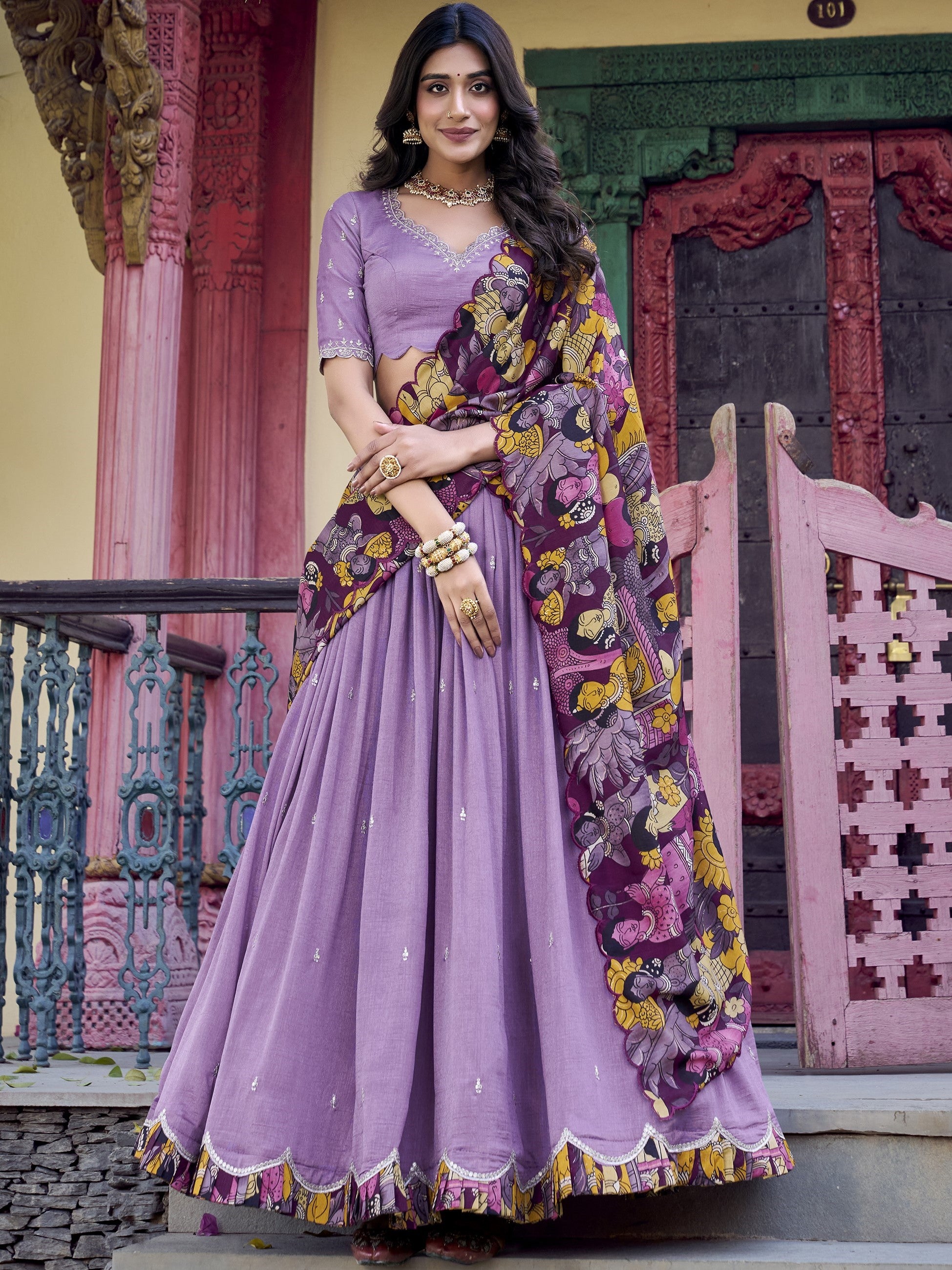 Vichitra Silk Lehenga For Women