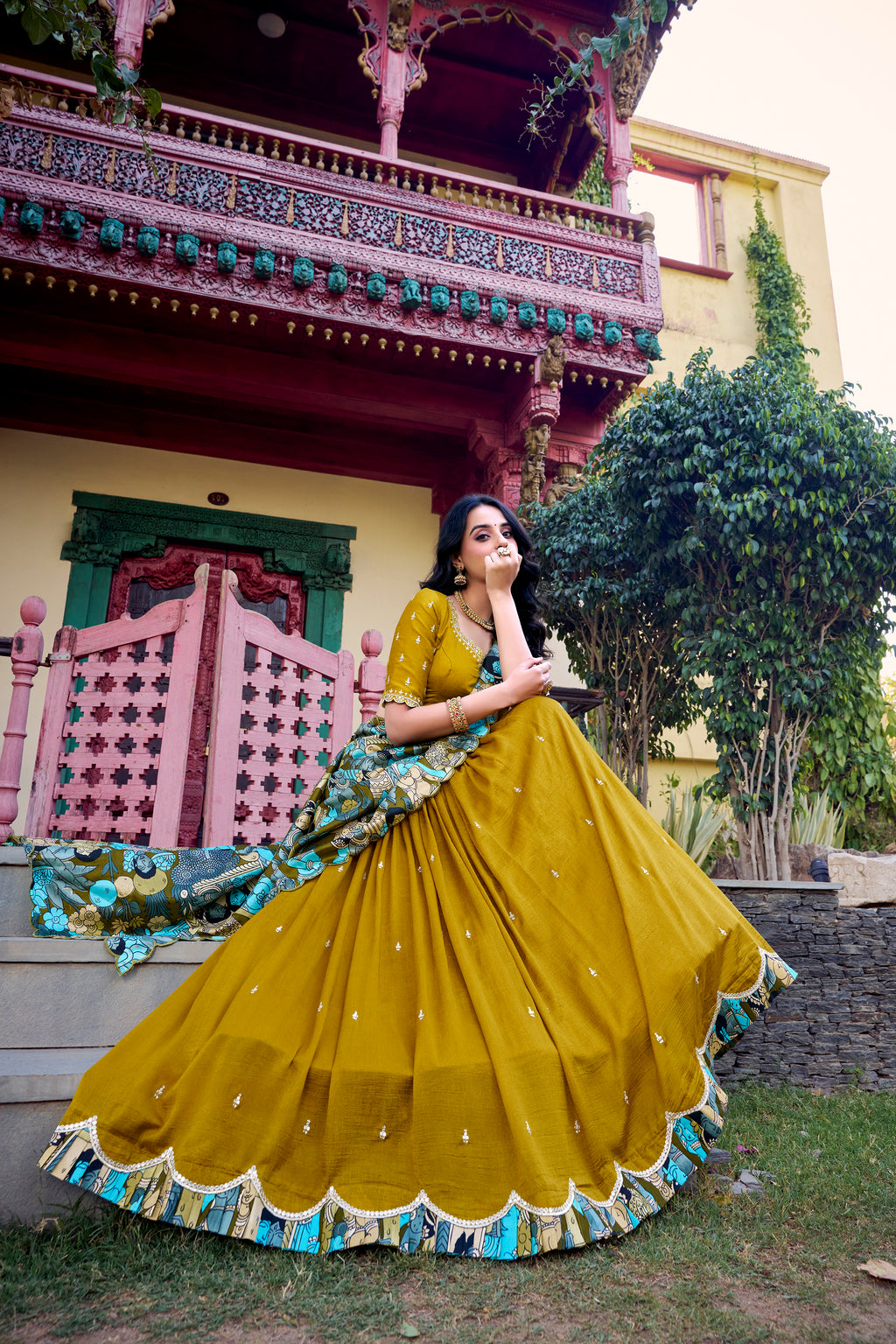 Vichitra Silk Lehenga For Women
