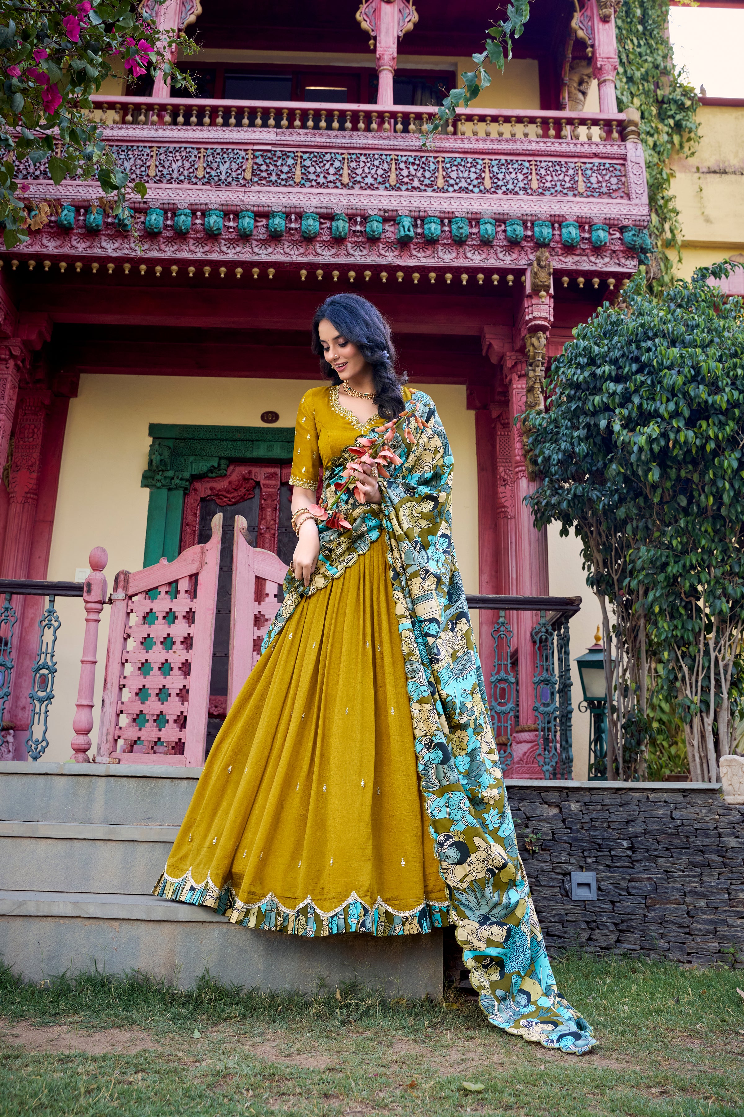 Vichitra Silk Lehenga For Women