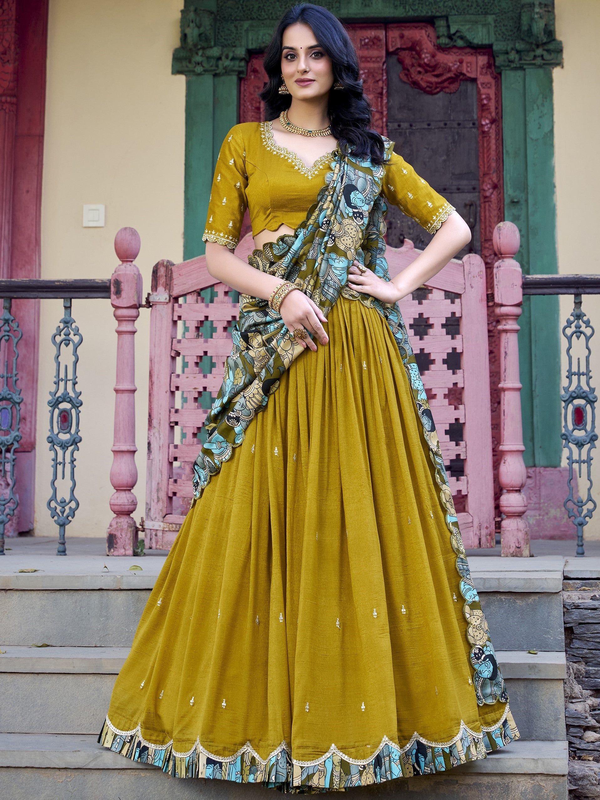 Vichitra Silk Lehenga For Women