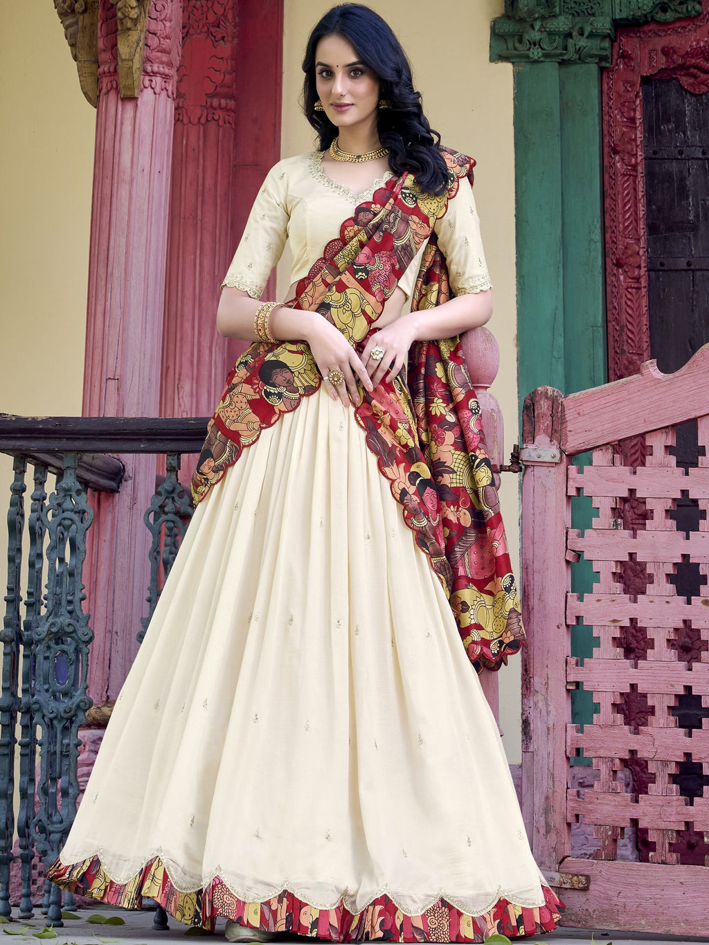 Vichitra Silk Lehenga For Women
