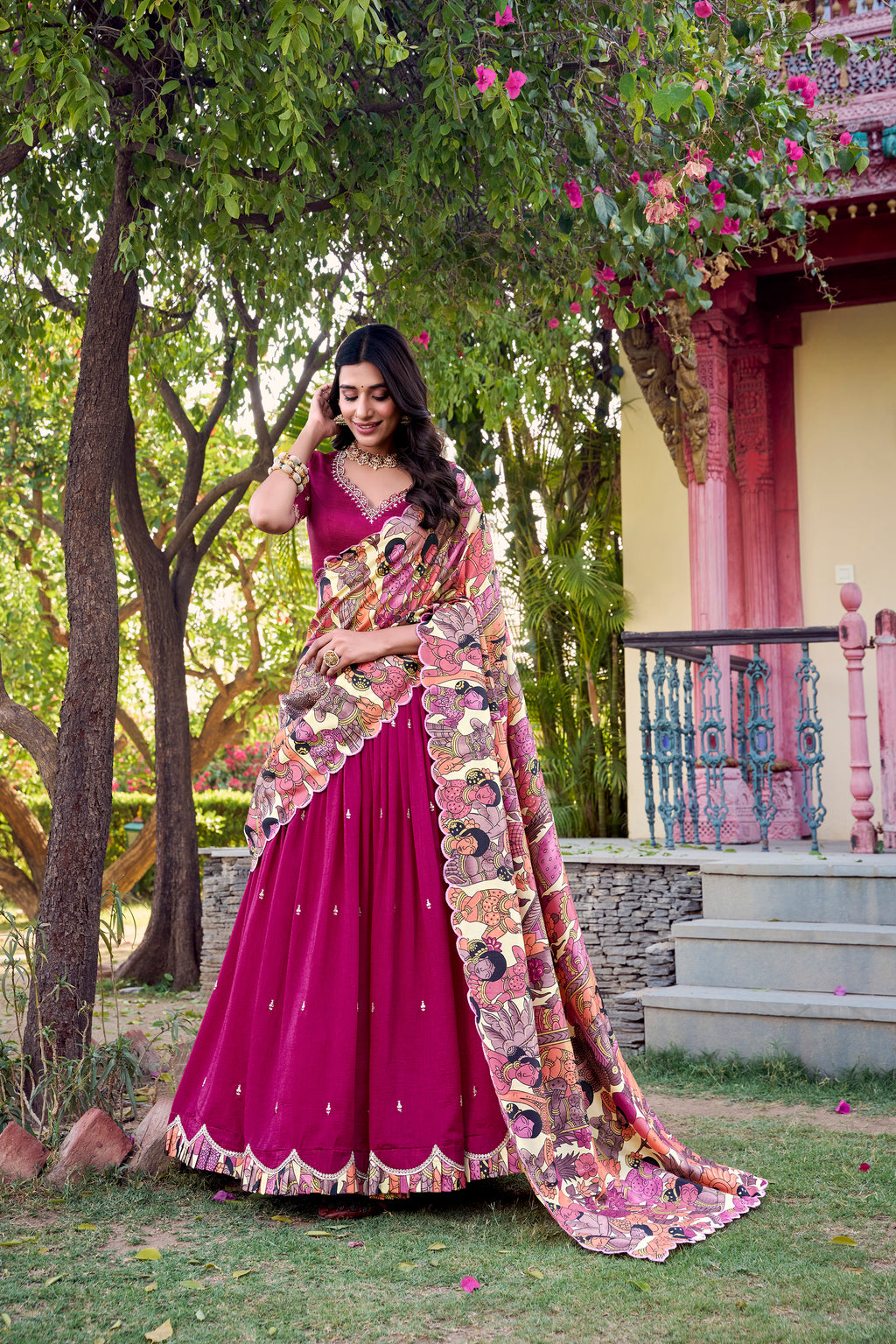 Vichitra Silk Lehenga For Women