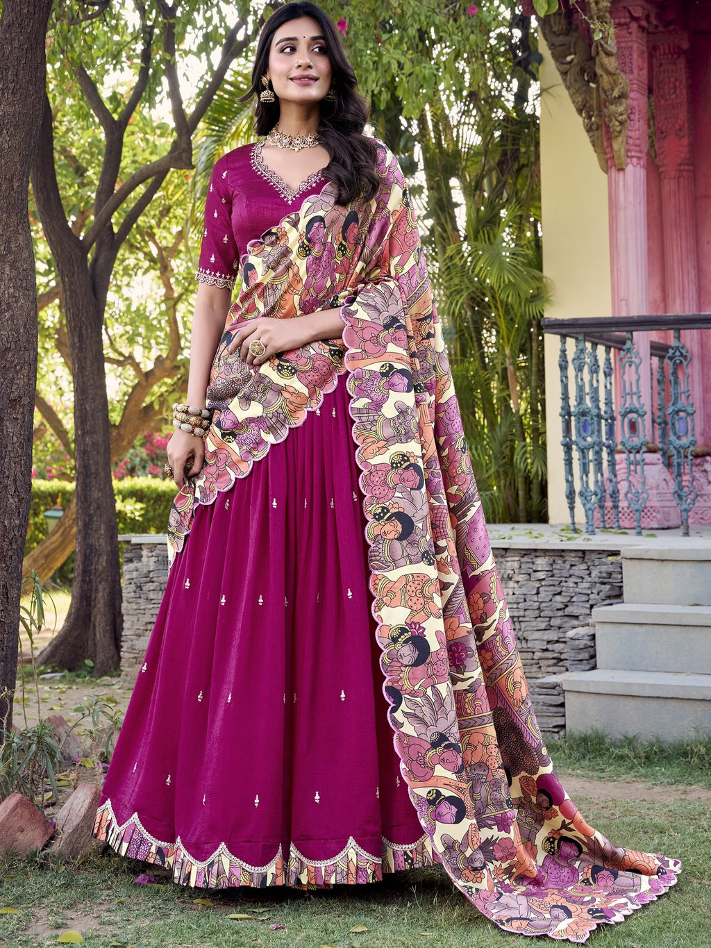 Vichitra Silk Lehenga For Women