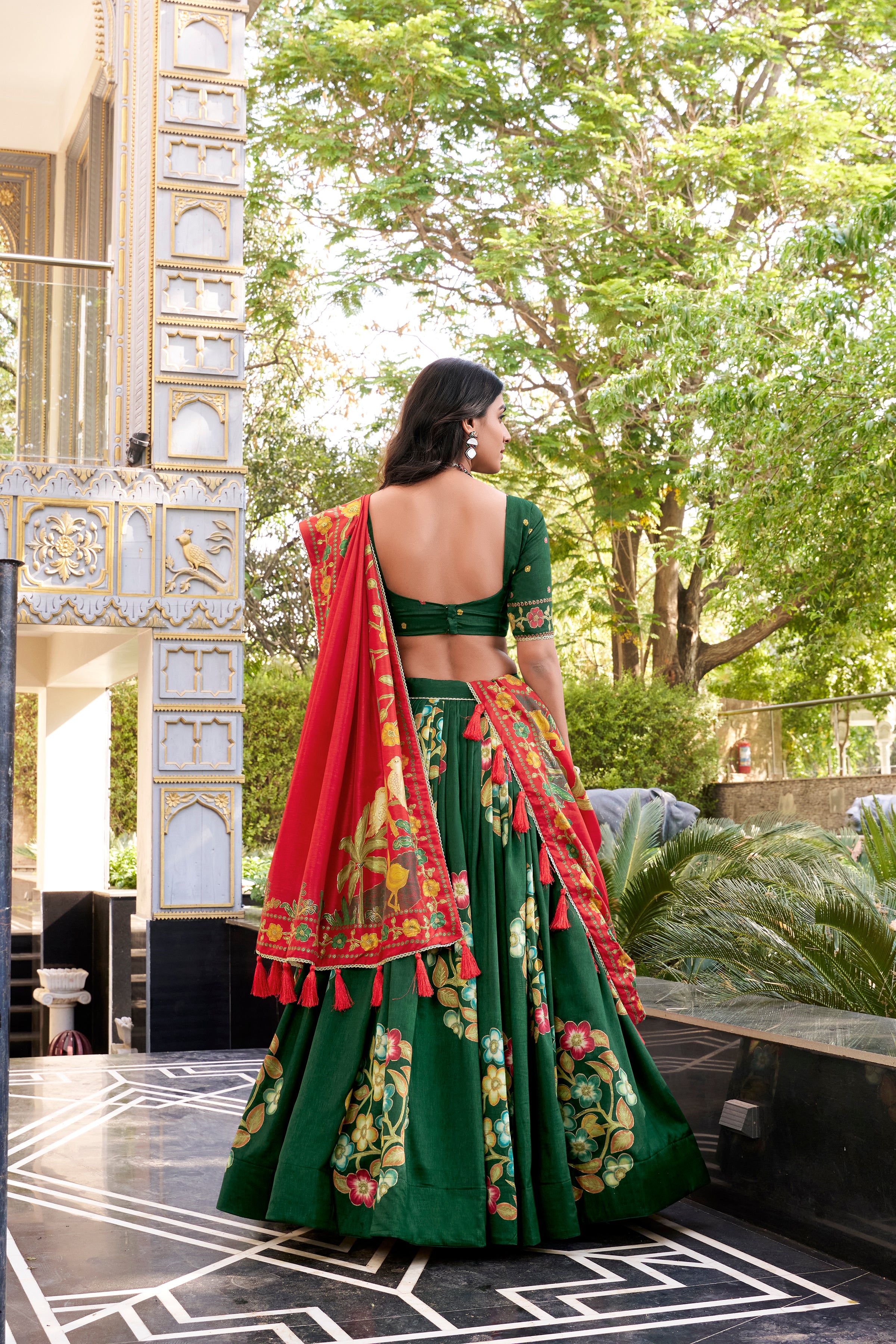Tussar Silk Printed Lehenga For Women