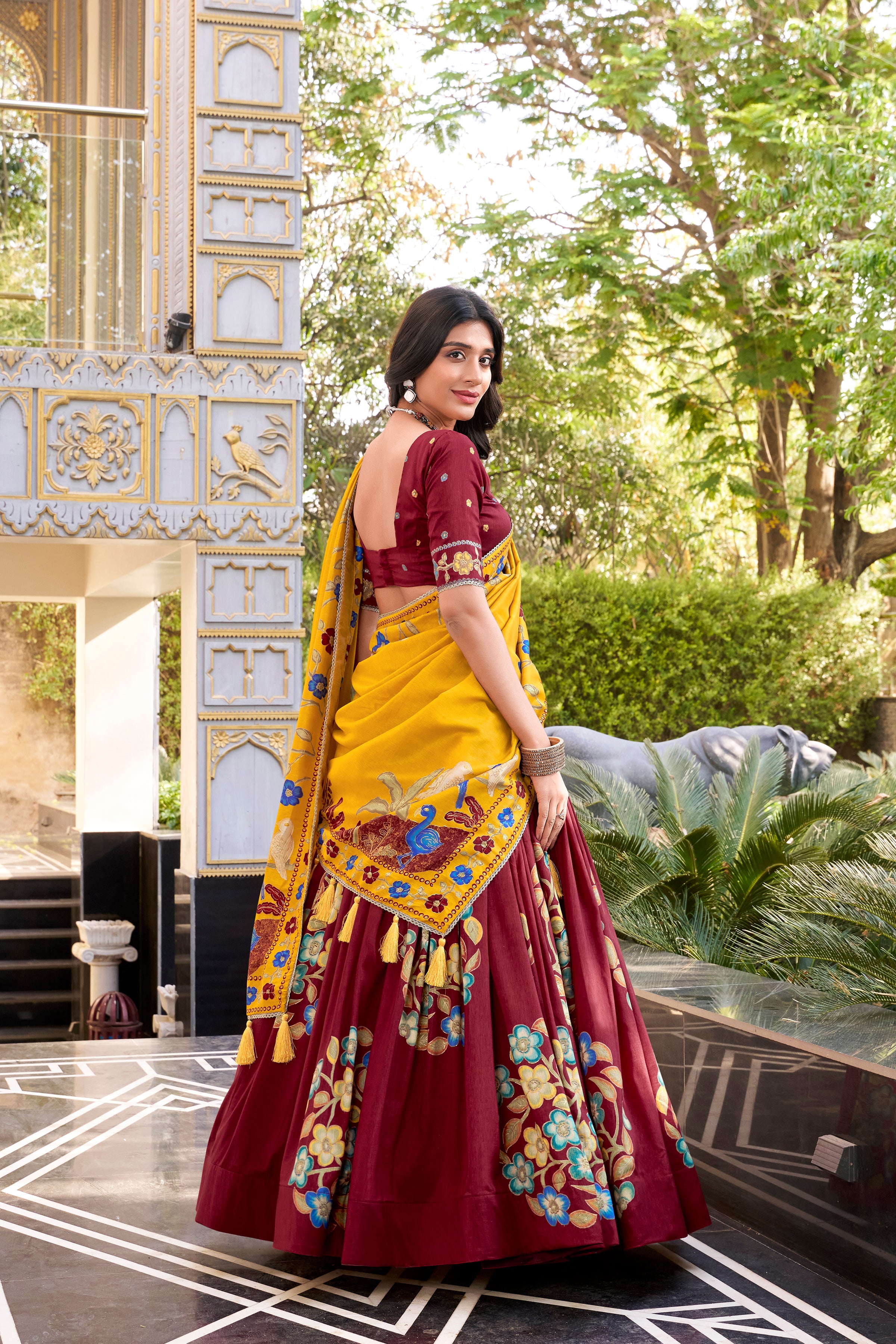 Tussar Silk Printed Lehenga For Women