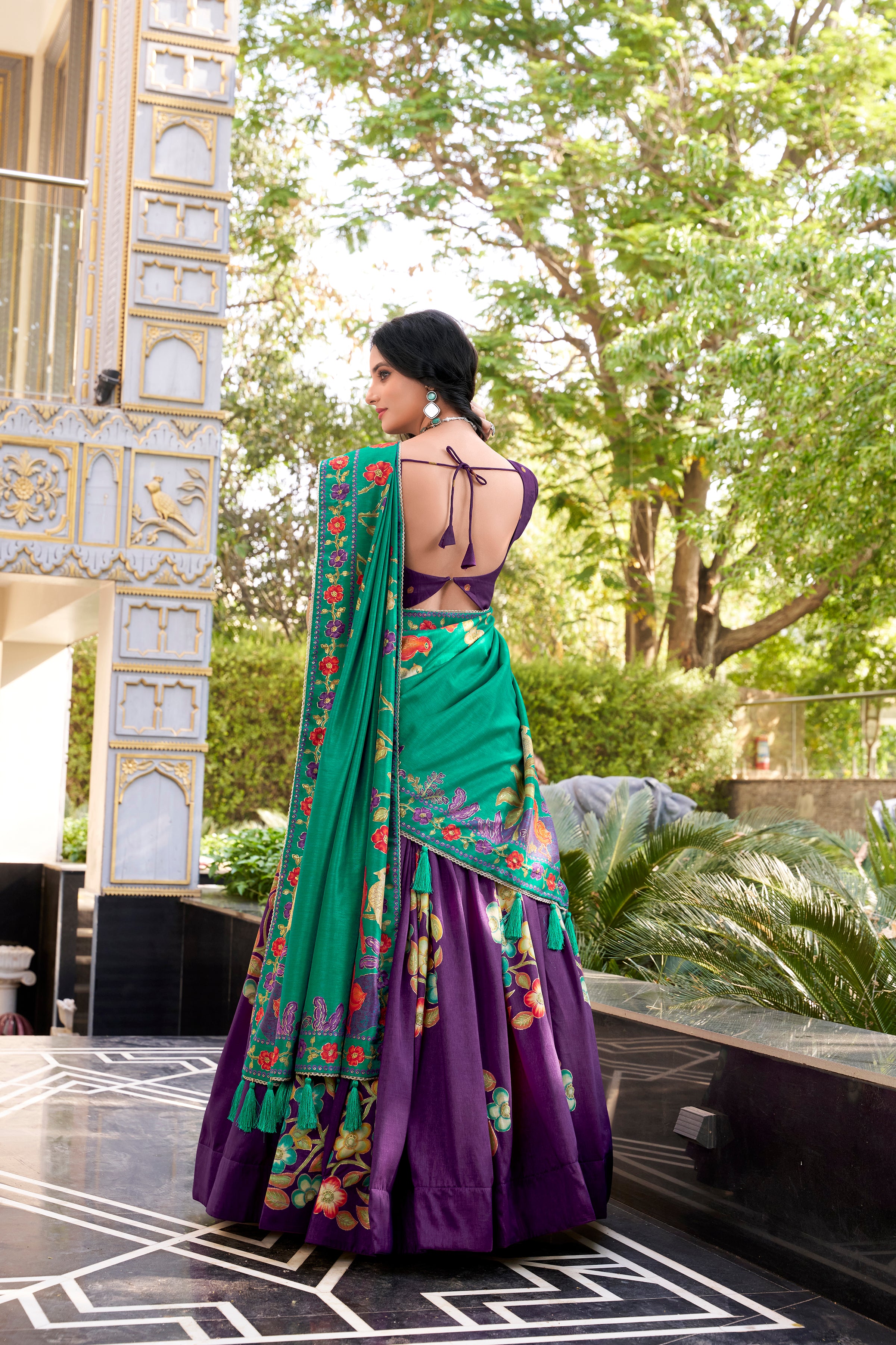 Tussar Silk Printed Lehenga For Women