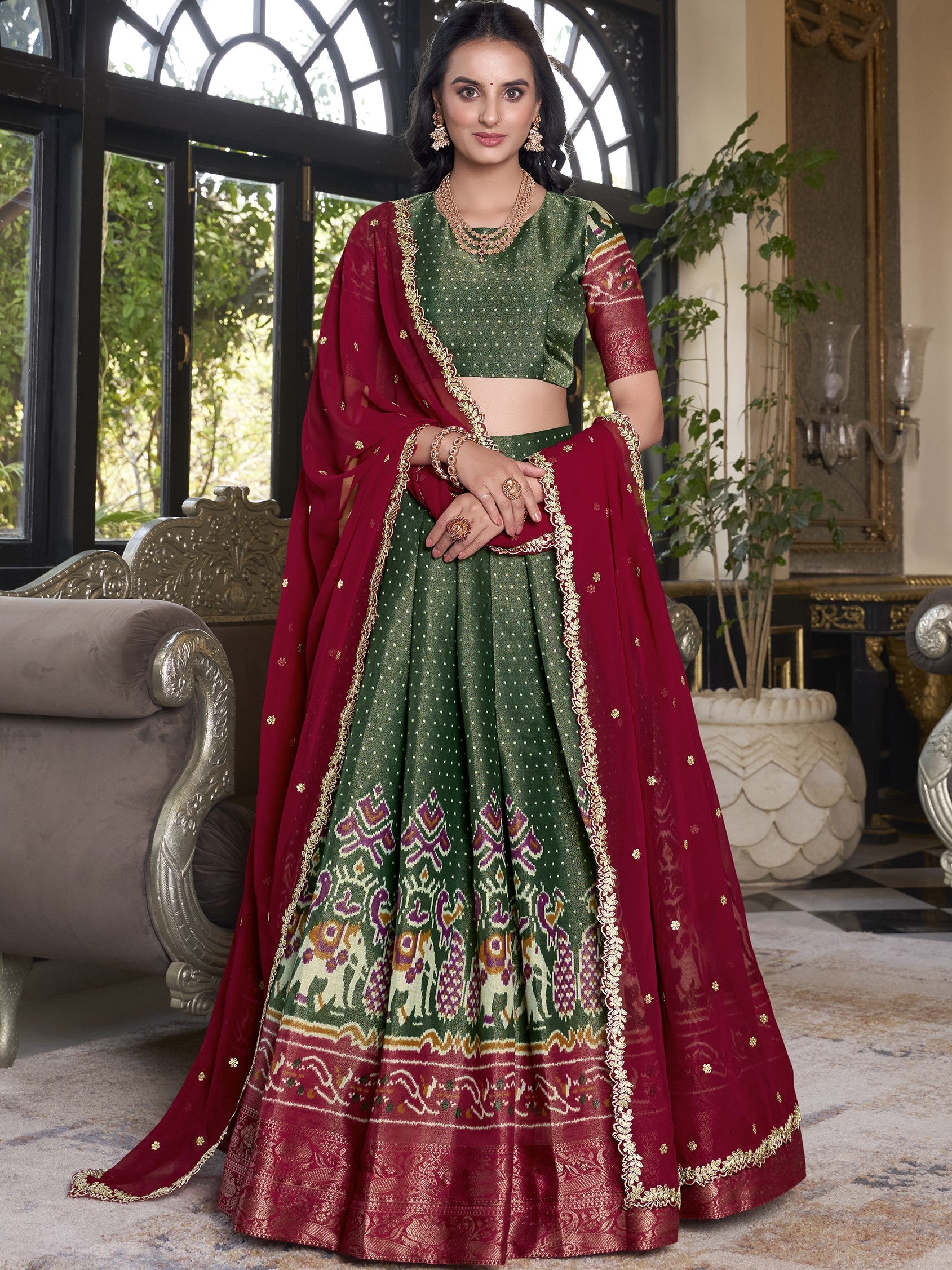 Kanchipuram Printed Lehenga With Georgette Dupatta