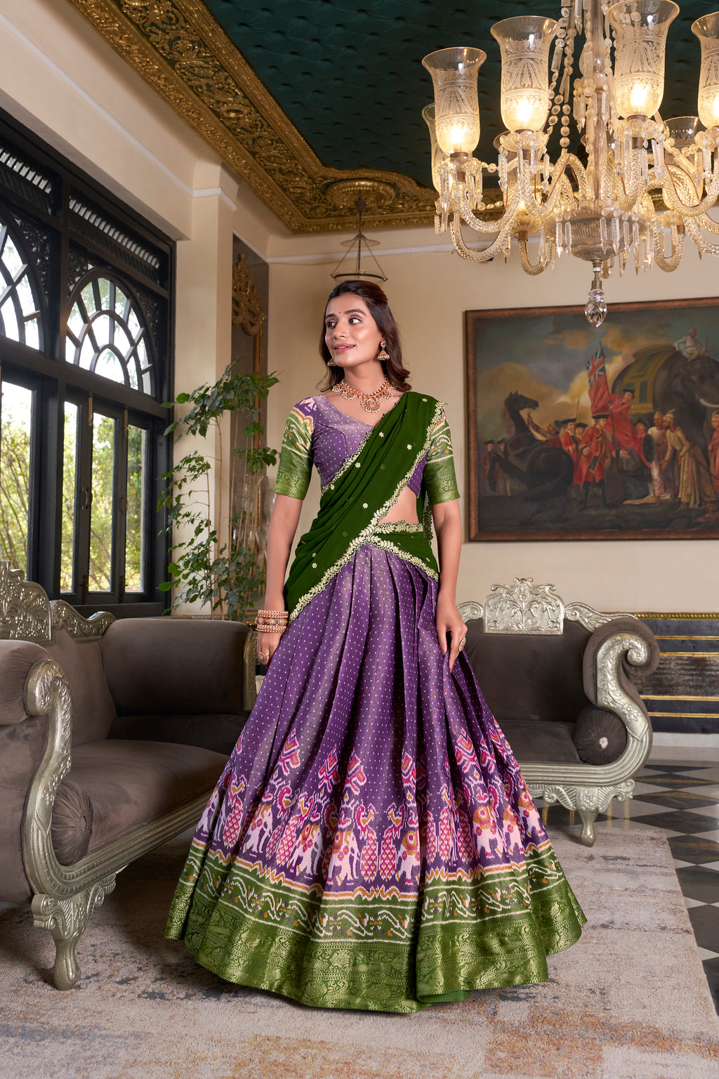 Kanchipuram Printed Lehenga With Georgette Dupatta