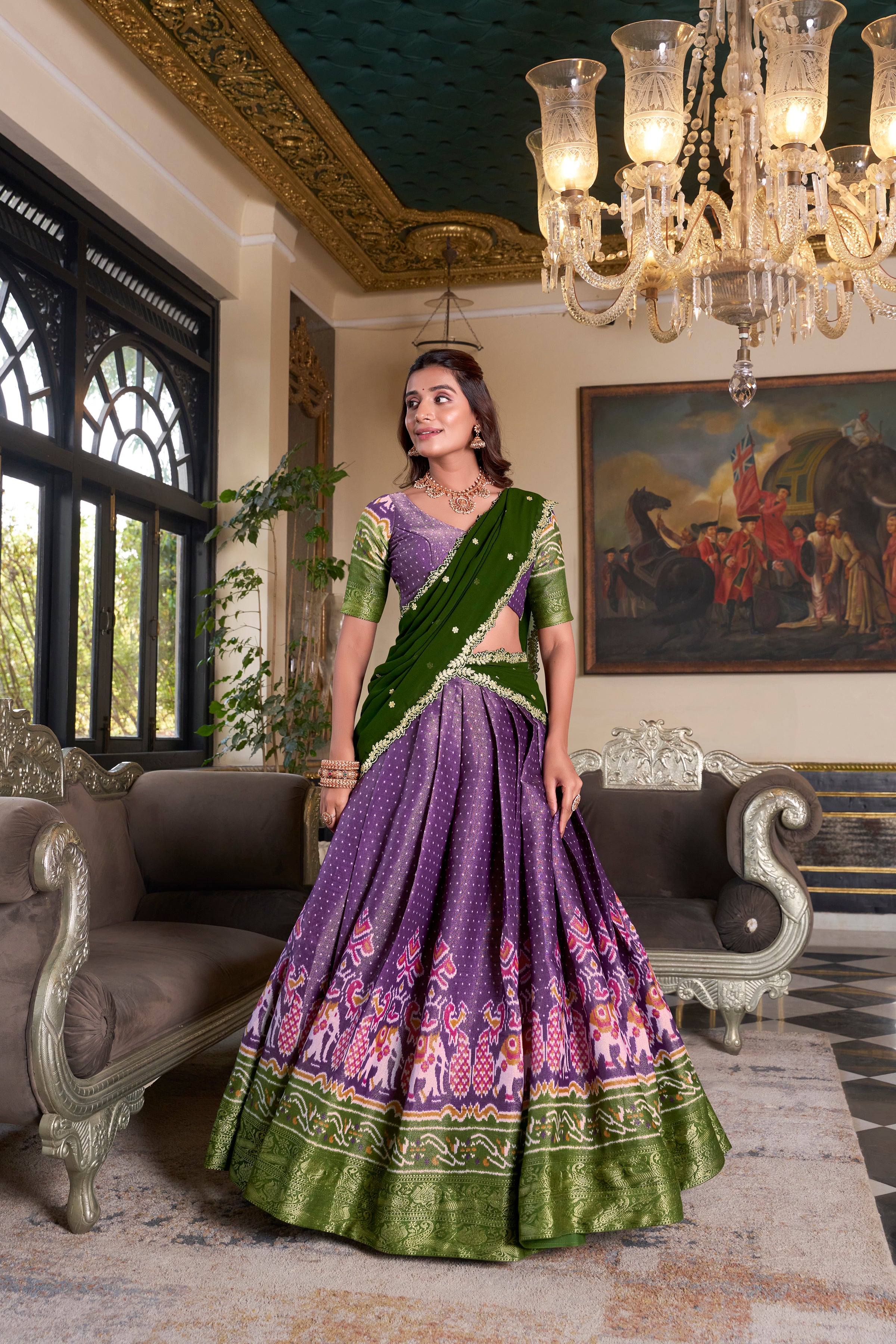 Kanchipuram Printed Lehenga With Georgette Dupatta