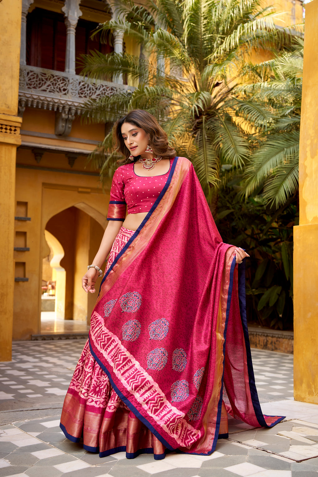 Dola Silk Batik Printed Lehenga With Dupatta