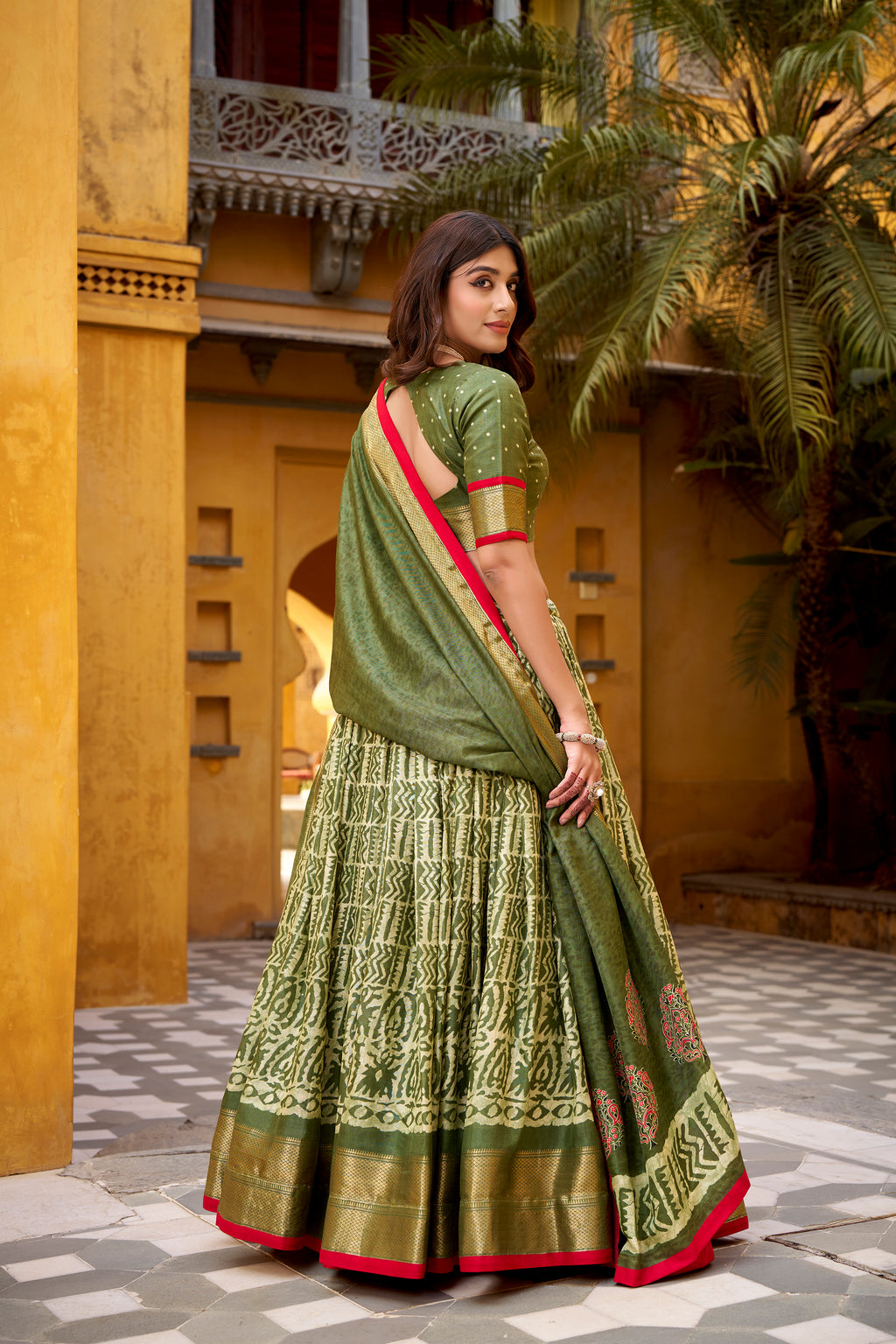 Dola Silk Batik Printed Lehenga With Dupatta