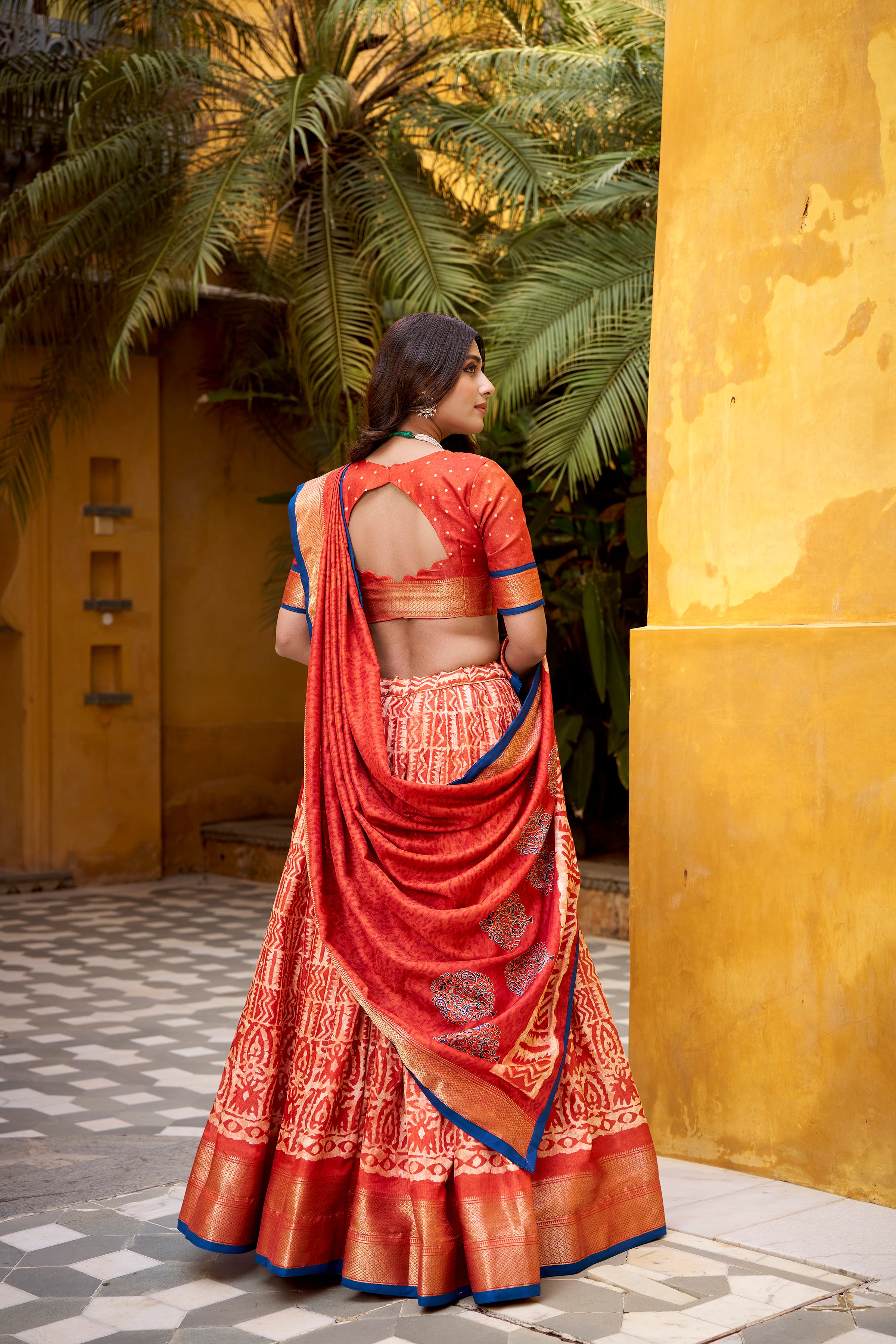 Dola Silk Batik Printed Lehenga With Dupatta