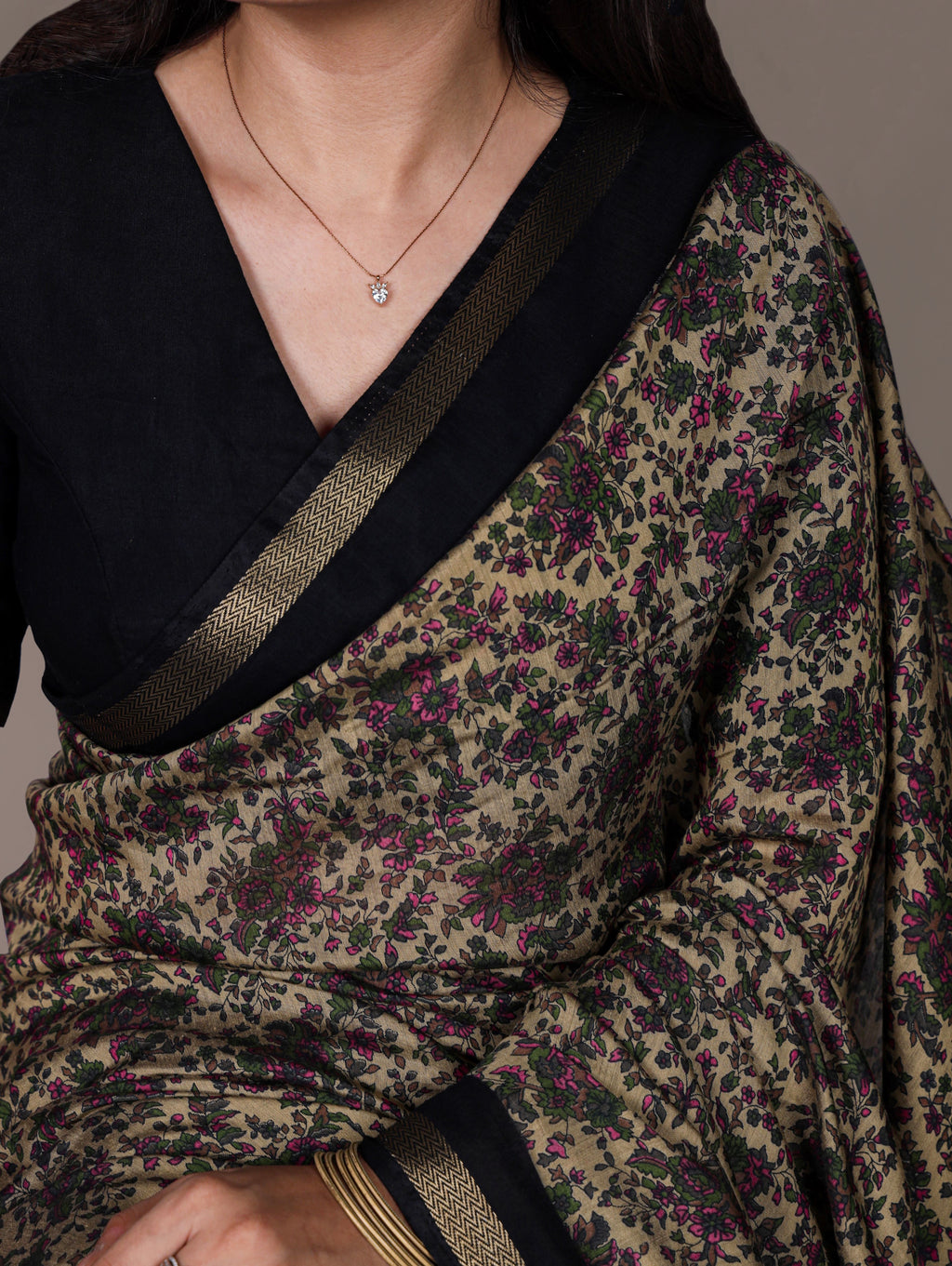 Chanderi Printed Zari Weaving Saree