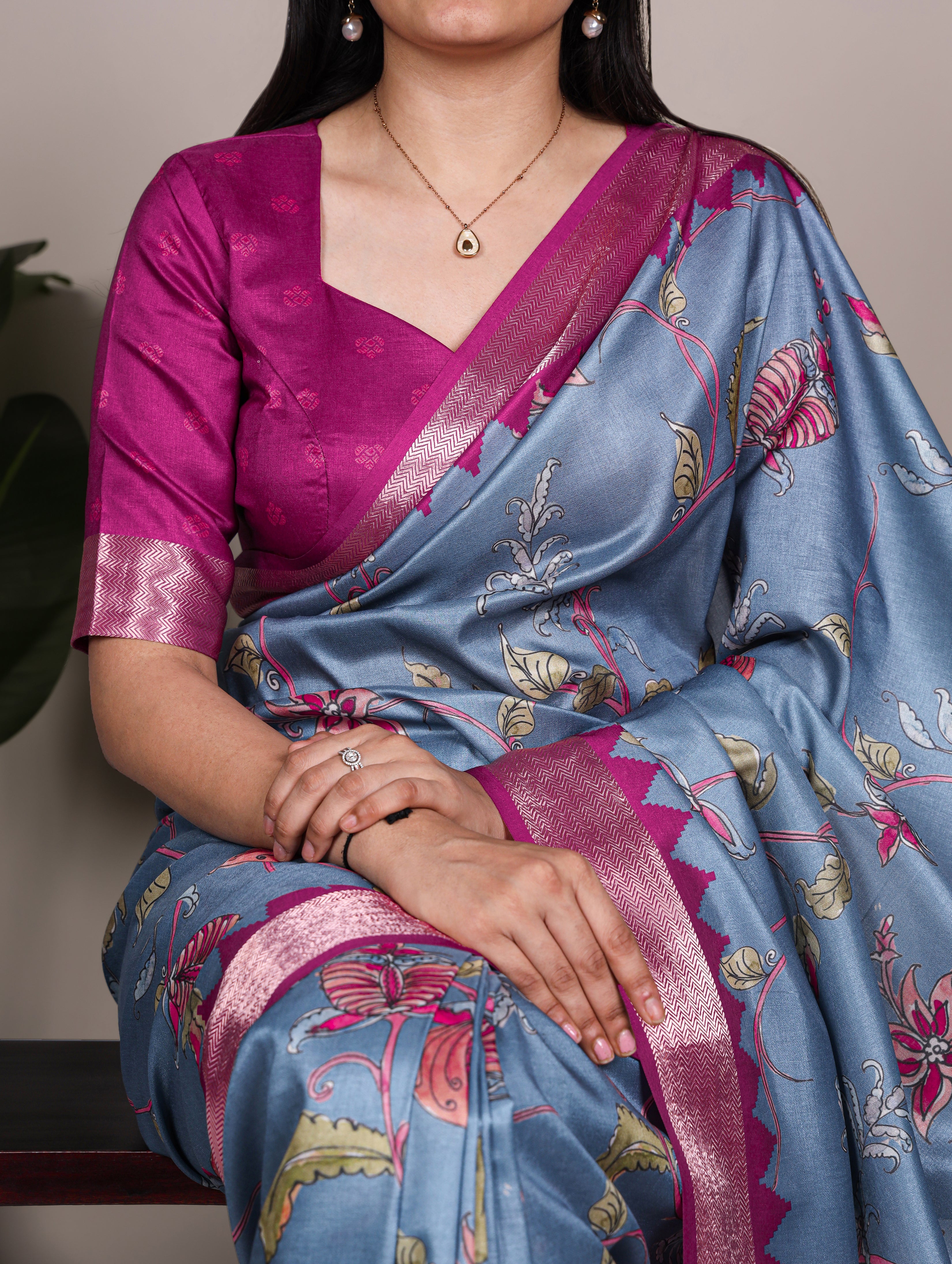 Tussar Silk Printed Saree