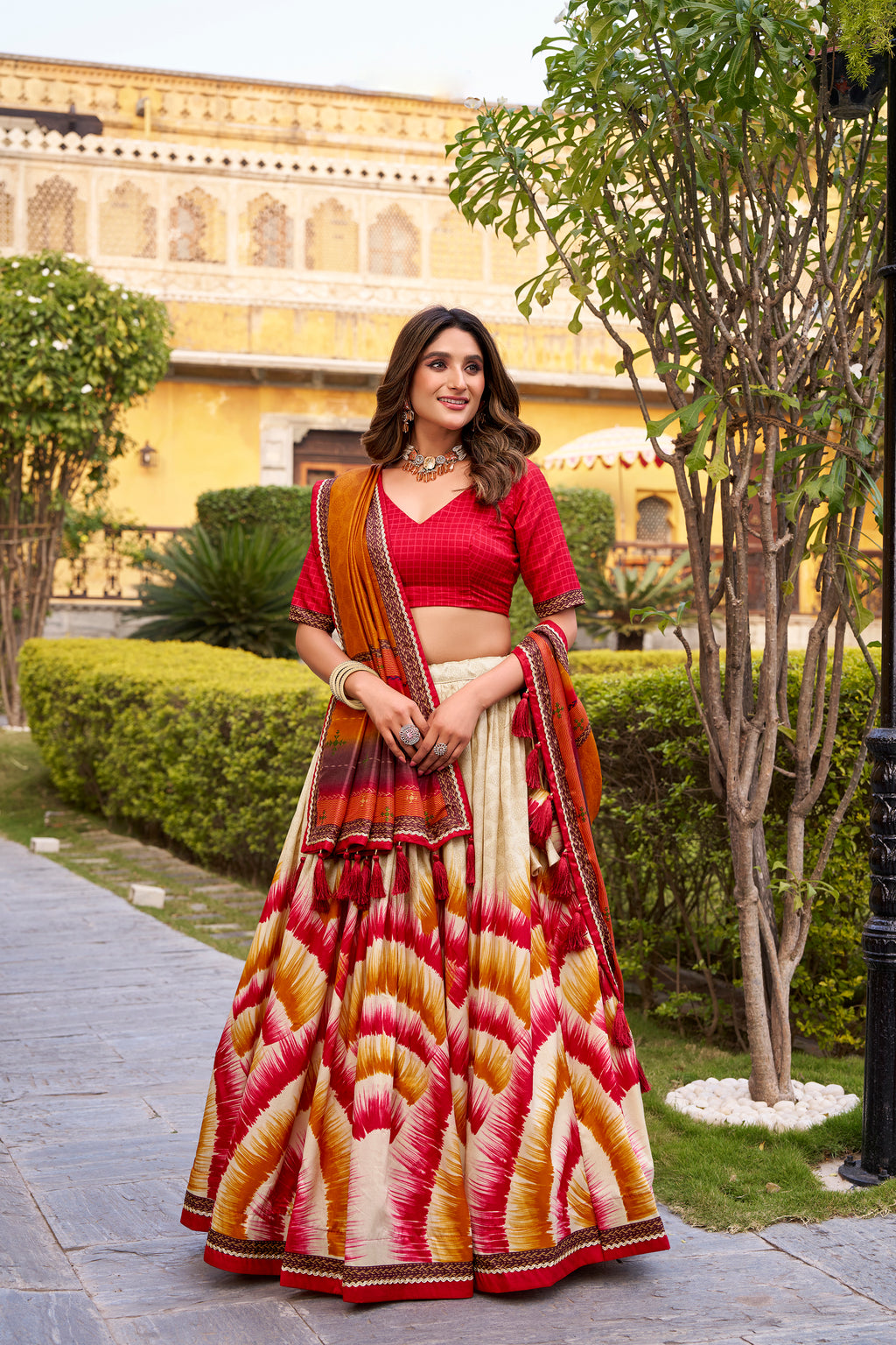 Tussar Silk Printed Lehenga With Dupatta