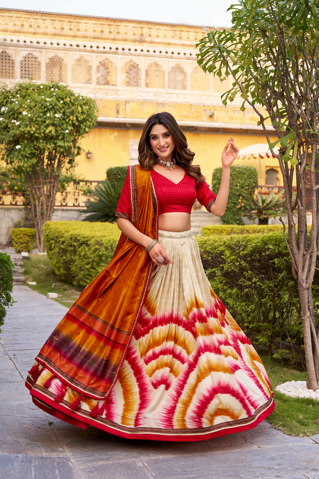 Tussar Silk Printed Lehenga With Dupatta
