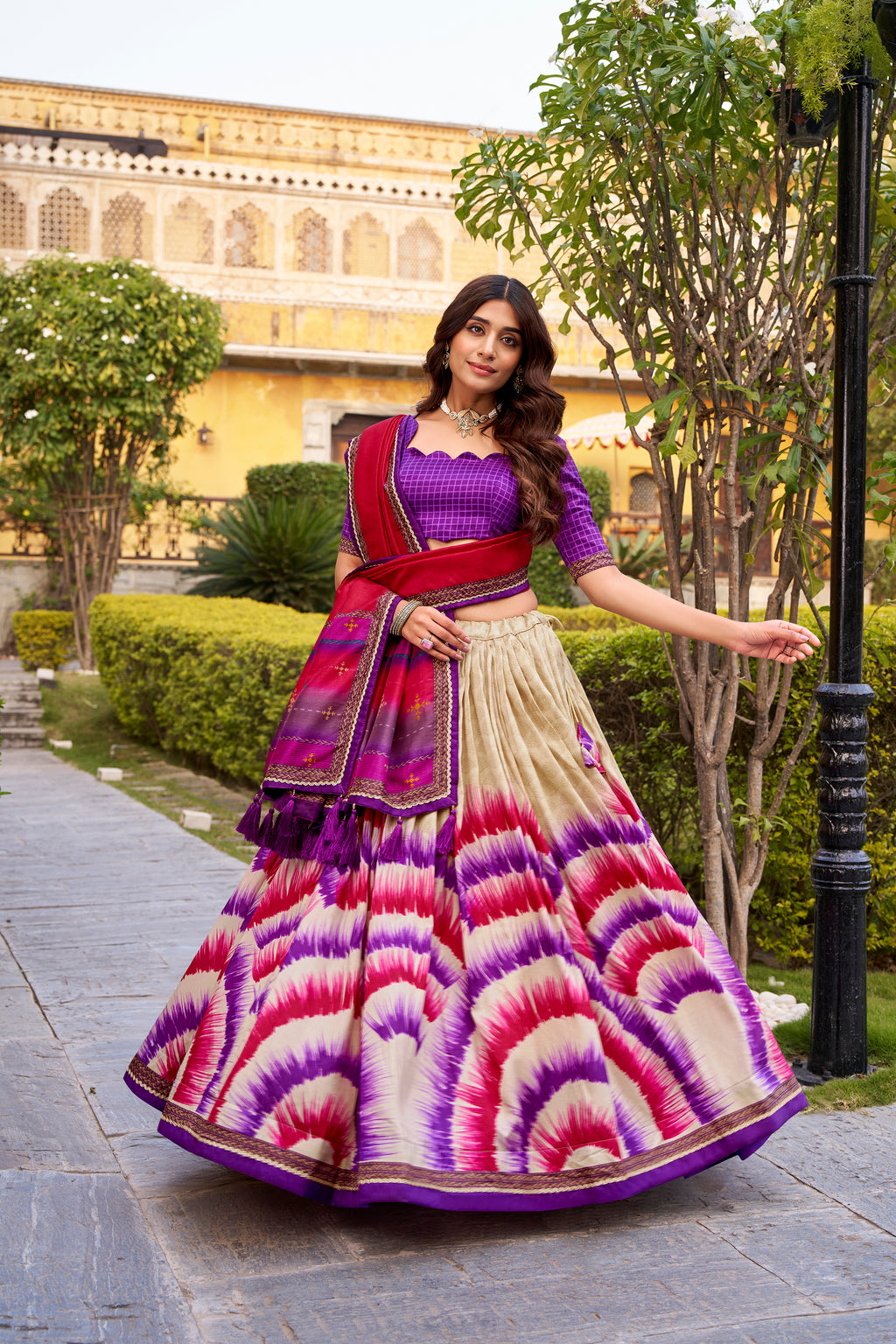 Tussar Silk Printed Lehenga With Dupatta