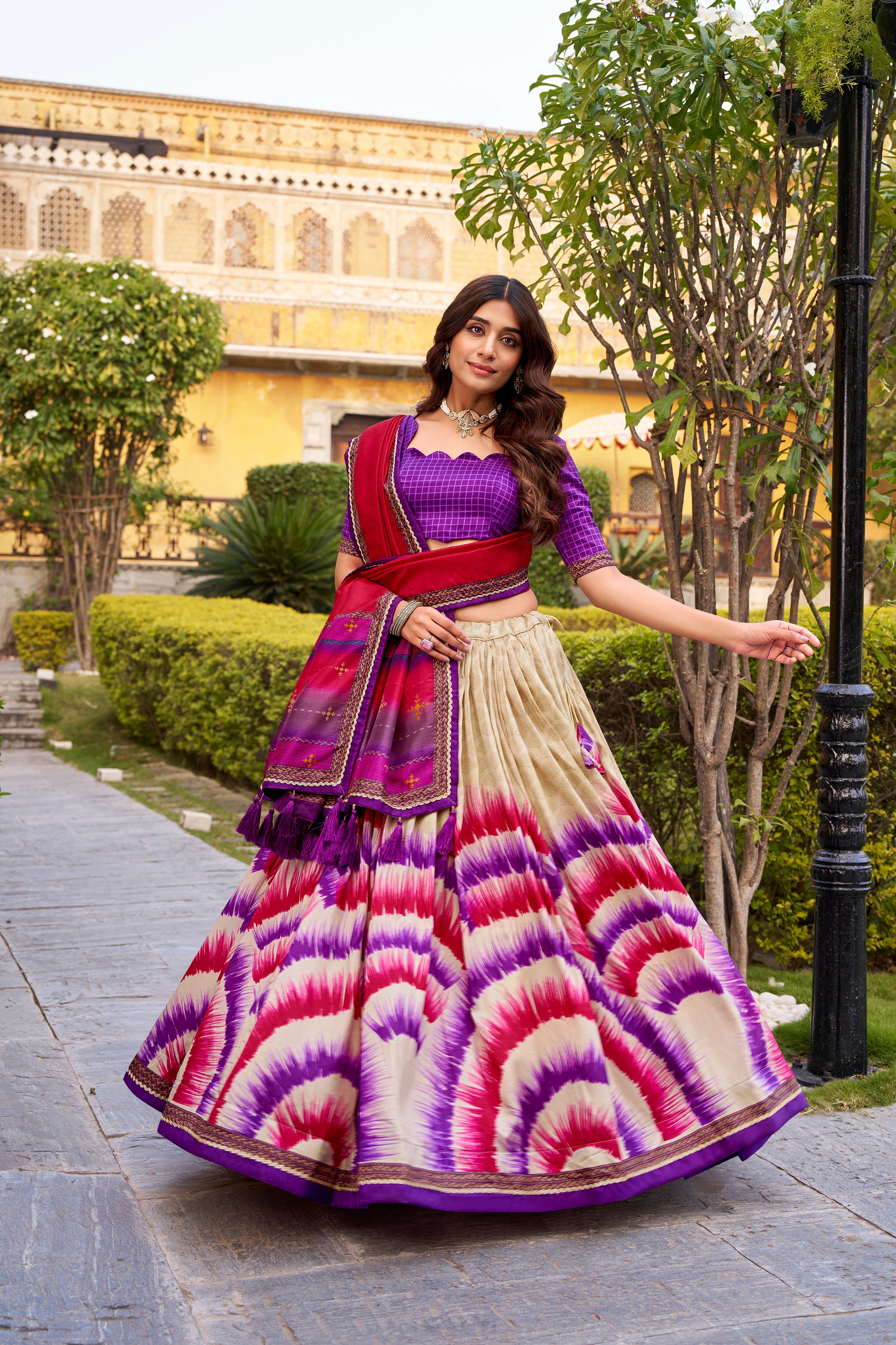 Tussar Silk Printed Lehenga With Dupatta