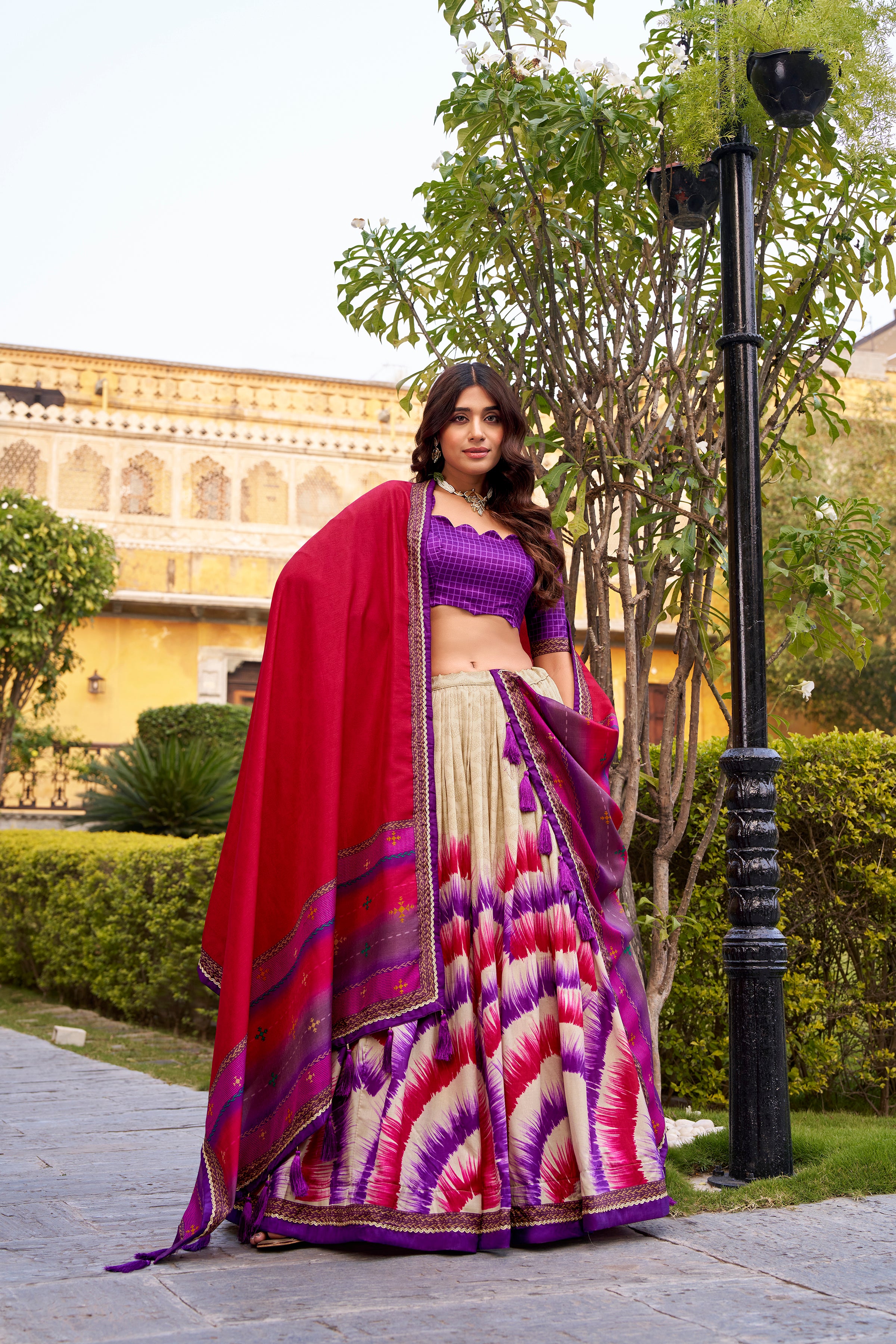 Tussar Silk Printed Lehenga With Dupatta
