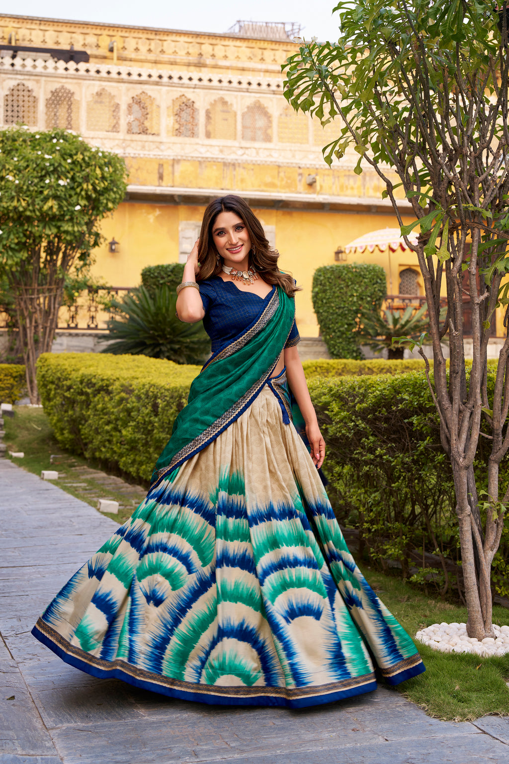 Tussar Silk Printed Lehenga With Dupatta