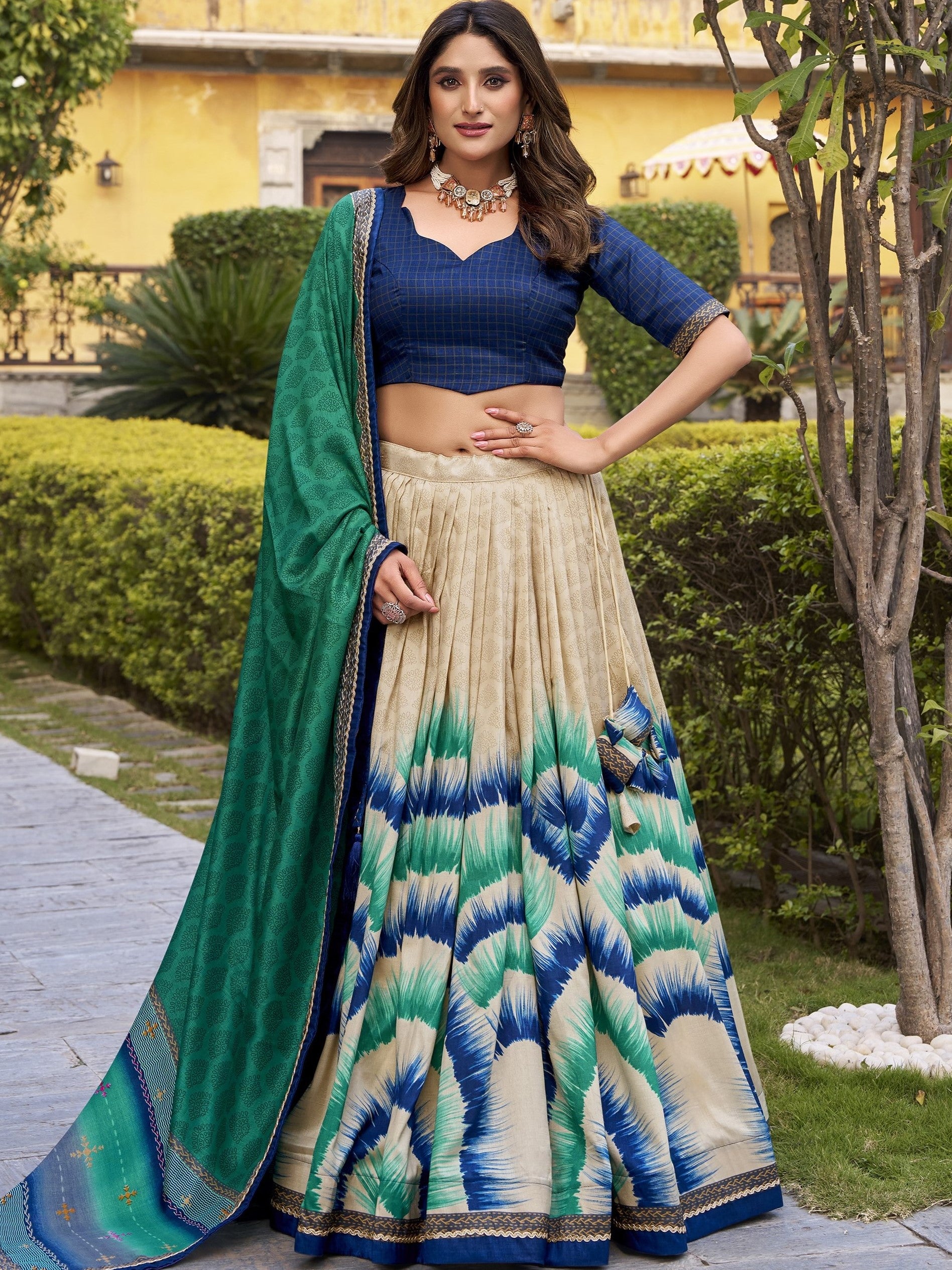 Tussar Silk Printed Lehenga With Dupatta
