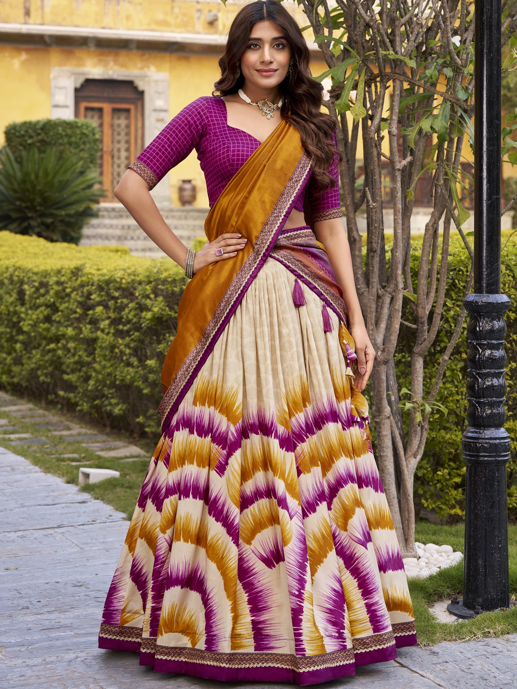 Tussar Silk Printed Lehenga With Dupatta
